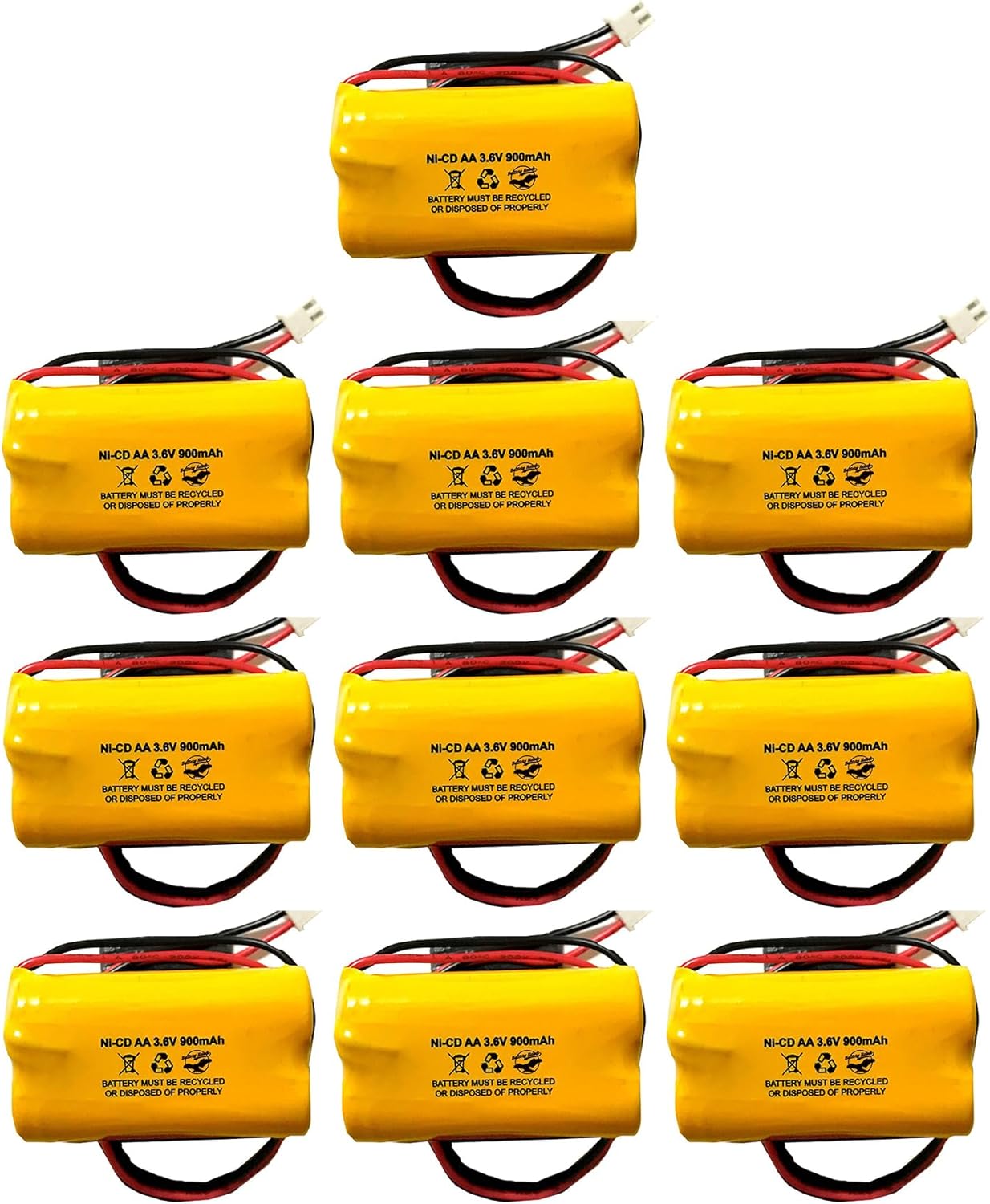 (10 Pack) OSA230 253799 10010037 Max Power B2-0031 AA900MAH 6200RP BGN800-3GWP-PR326EC 3.6v 900mAh Ni-Cd Exit Sign Emergency Light Battery