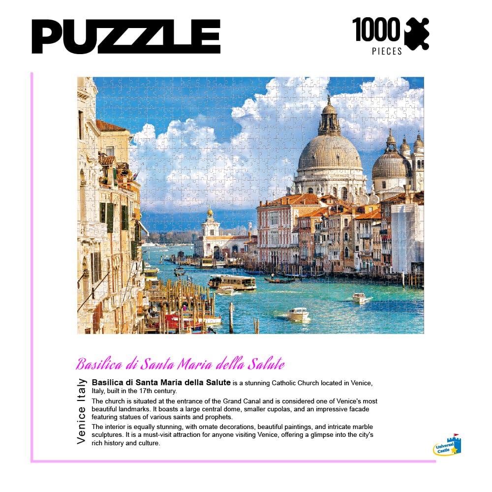 Universal Castle 1000 Pieces Jigsaw Puzzles for Adults Landscape Panorama Italy Sense Photo Classic Impossible Puzzle (Basilica - Image 2