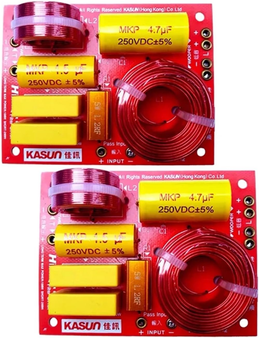 2PCS 2 Way (Treable+Bass+Bass) 130W Speaker Frequency Divider Home Theater HiFi Stereo Filter Circuit Audio Crossover Filters