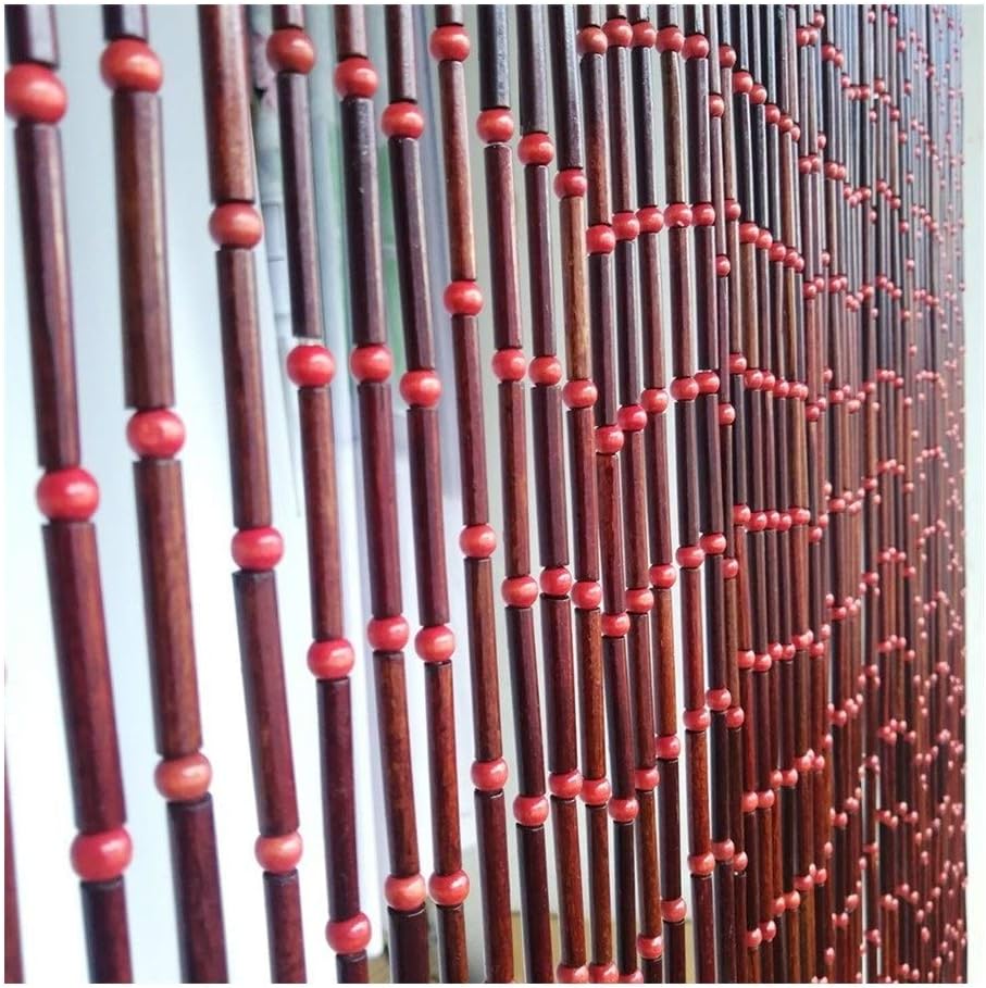Beaded Curtain Bamboo Wood for Room Divider Doorway Rustic Living Room Balcony Decoration, Customizable (Color : Brown, Size : 31 strands-90x175cm)