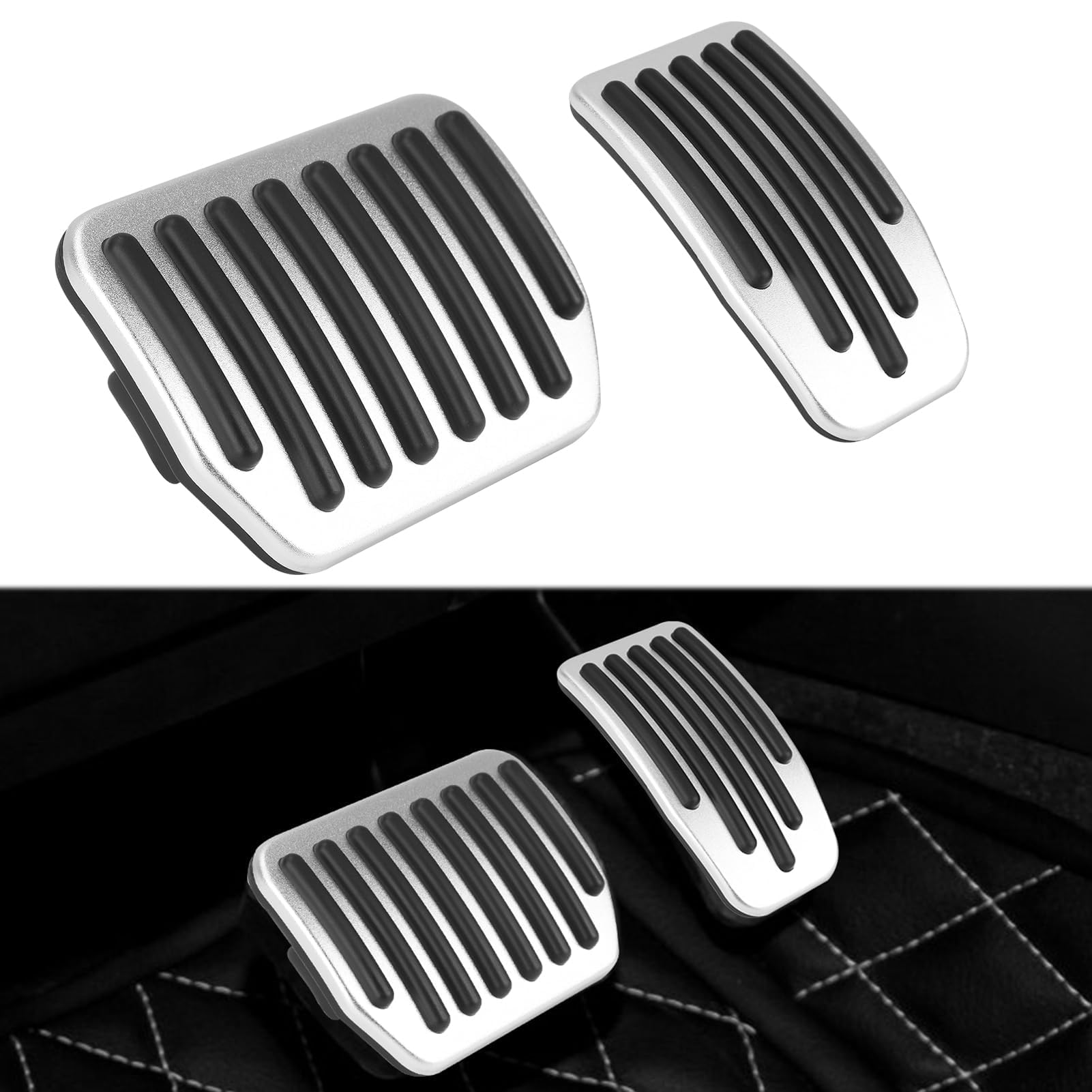 GAFAT Tesla Model Y Juniper 2025 2026/ Model 3 2022-2025 2026 Pedali per Gas e Freni, Tesla Model 3 Highland Copripedali Pedali, Piastra di Copertura, Accessori Tesla Model Y 2025 (Argento