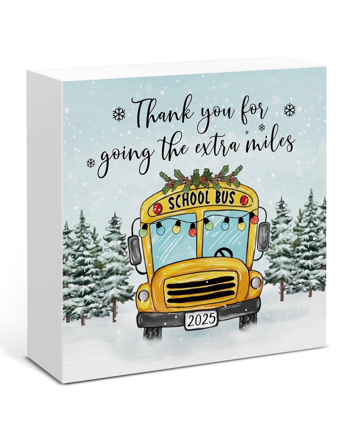 School Bus Driver Christmas Decor, Appreciation Gifts for School Bus Driver, Farmhouse Christmas Home Office Decorations for Desk Table Shelf 5 X 5 Inches