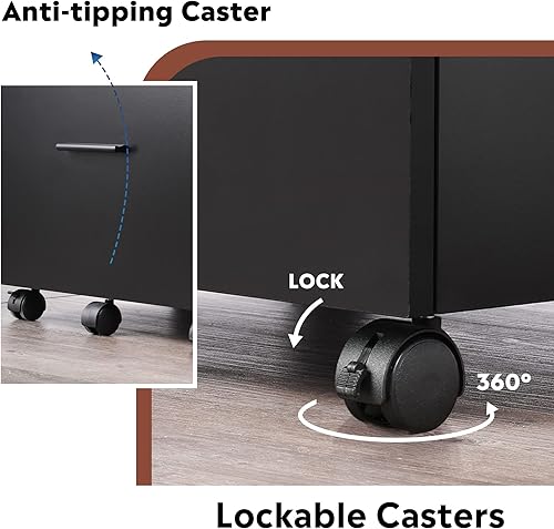 Miniatura 42 de DEVAISE Archivador de 3 cajones para oficina en casa, archivador de madera debajo del escritorio, soporte de impresora rodante con ruedas, nogal