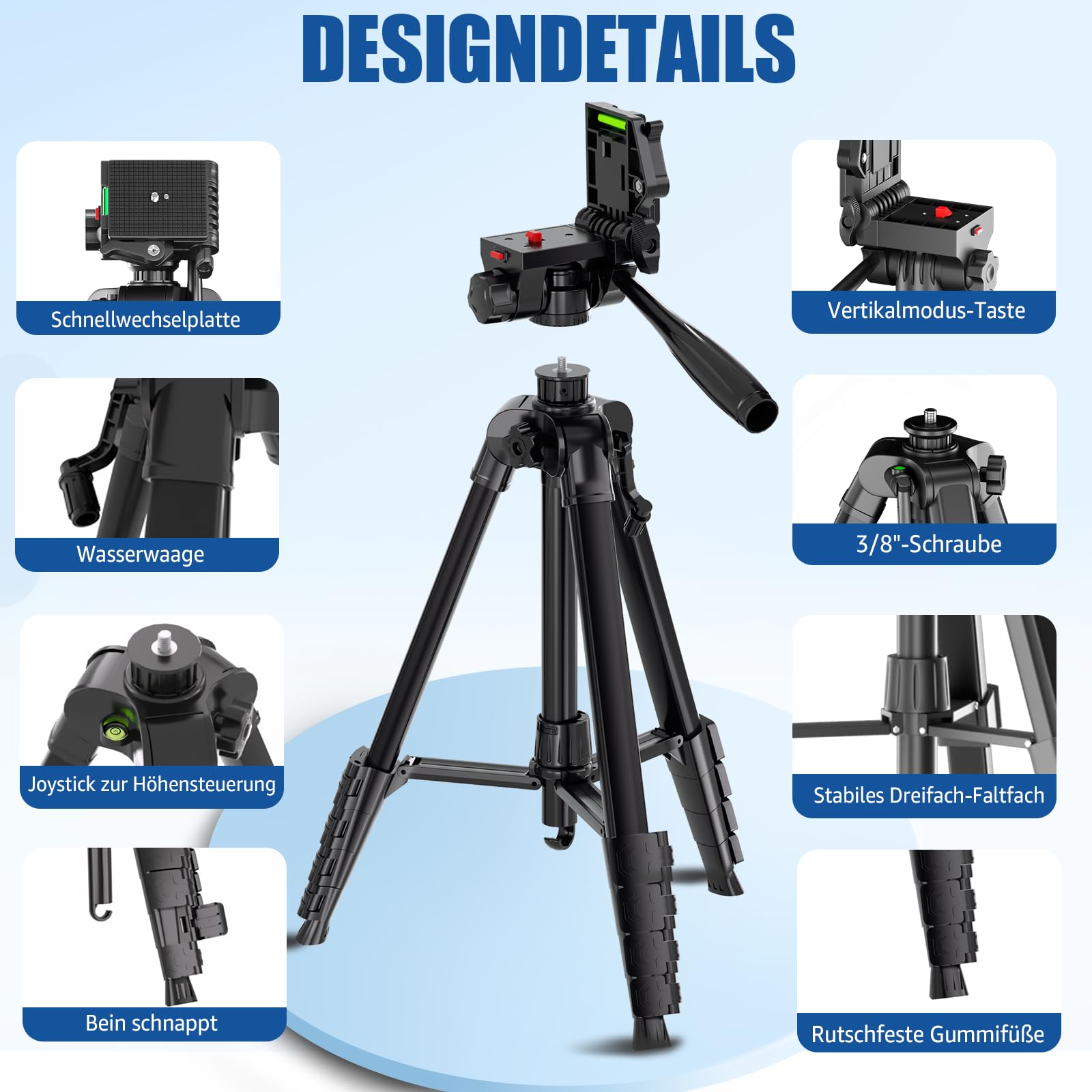 Lusweimi 187cm Kamera Stativ, Aluminium Reisestativ mit 360° Panorama Fluidkopf&2 QR-Platten für Sony/Nikon/Canon, Telefonstativ mit Handyhalter/Fernbedienung für Tiktok/YouTube/Vlog/Video (555+)