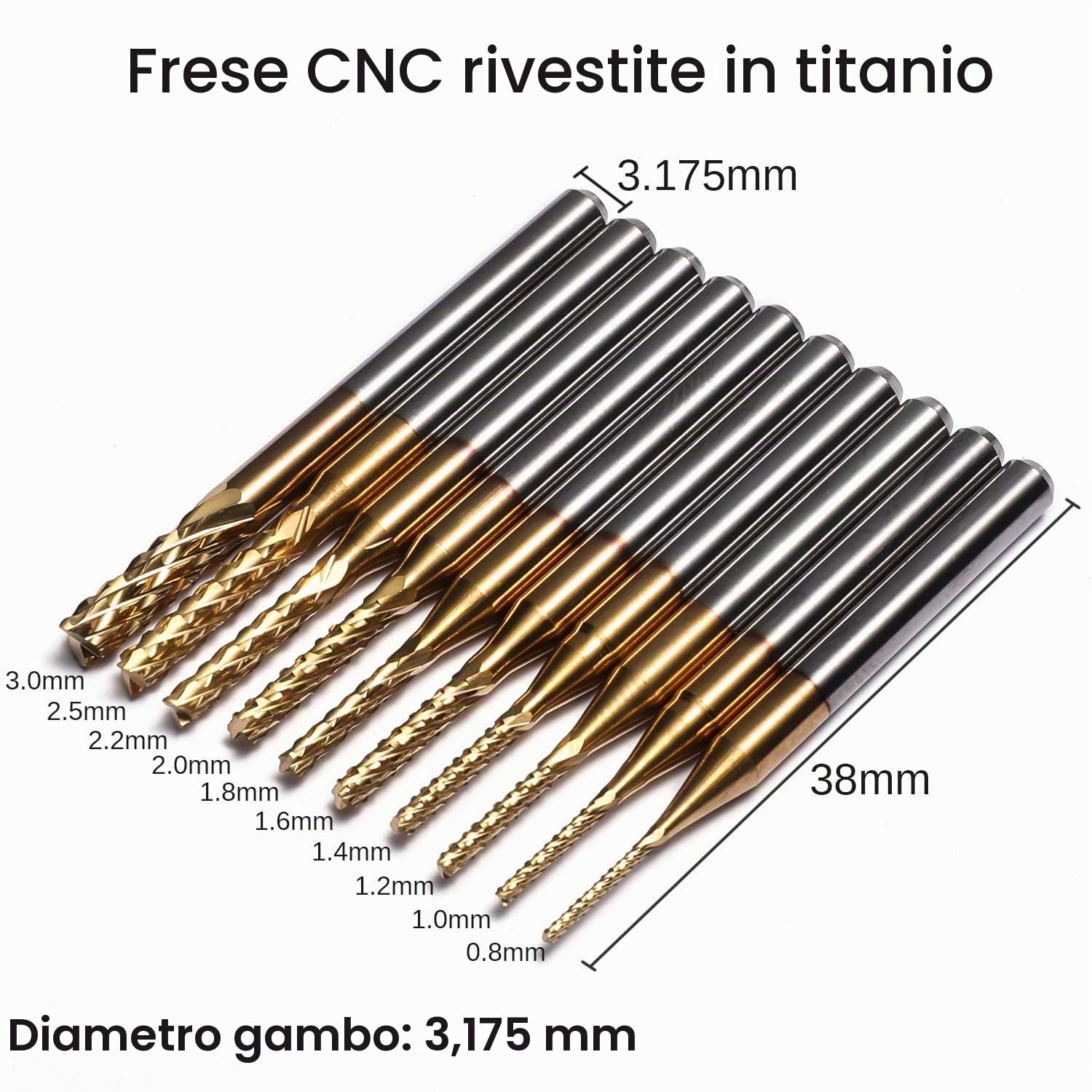 Genmitsu Lot de 40 fraises à bout CNC+ 15PCS ER11 Jeu de pinces de serrage | Avec 2 cannelures à nez plat et à nez boule, Nano Blue Coat et Titanium Coat CNC