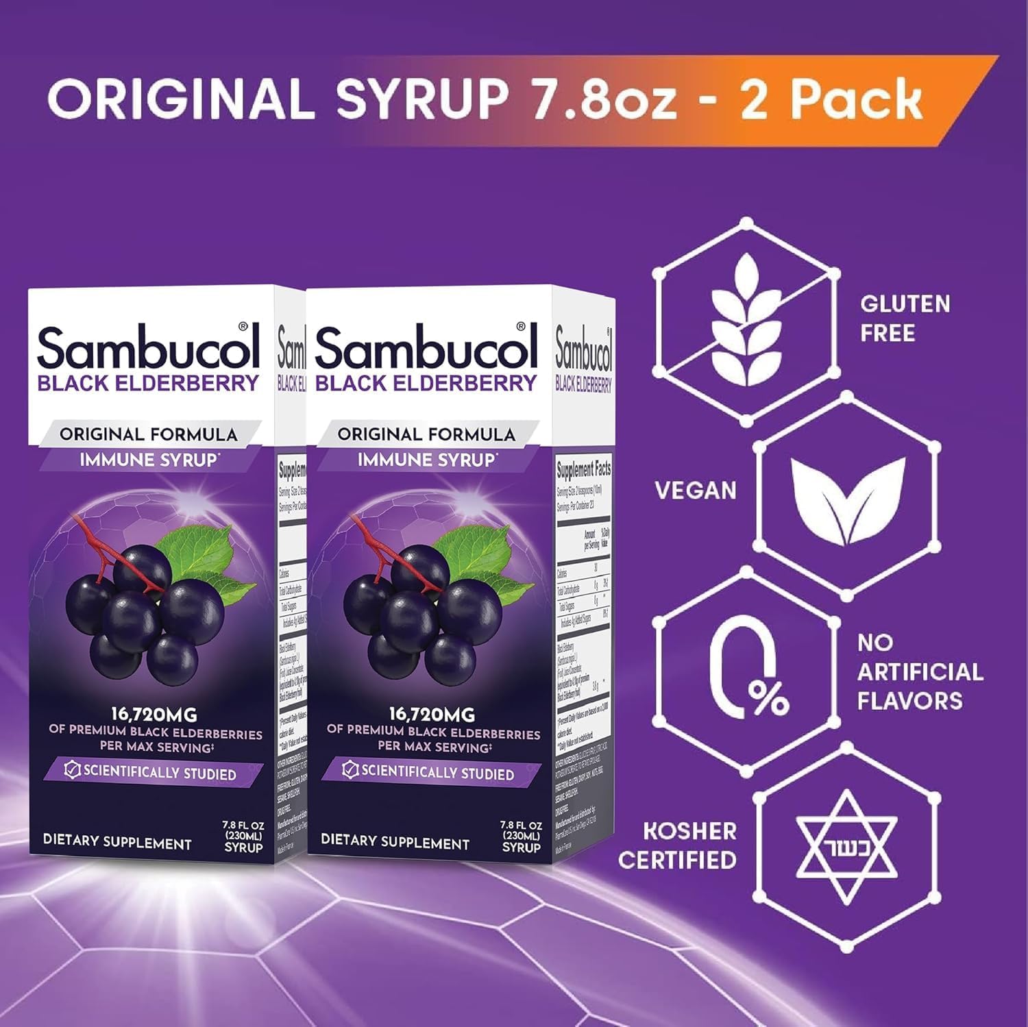 Sambucol Black Elderberry Syrup - Original Formula - 7.8 Fl Oz, 2 Pack — Amazon image 3