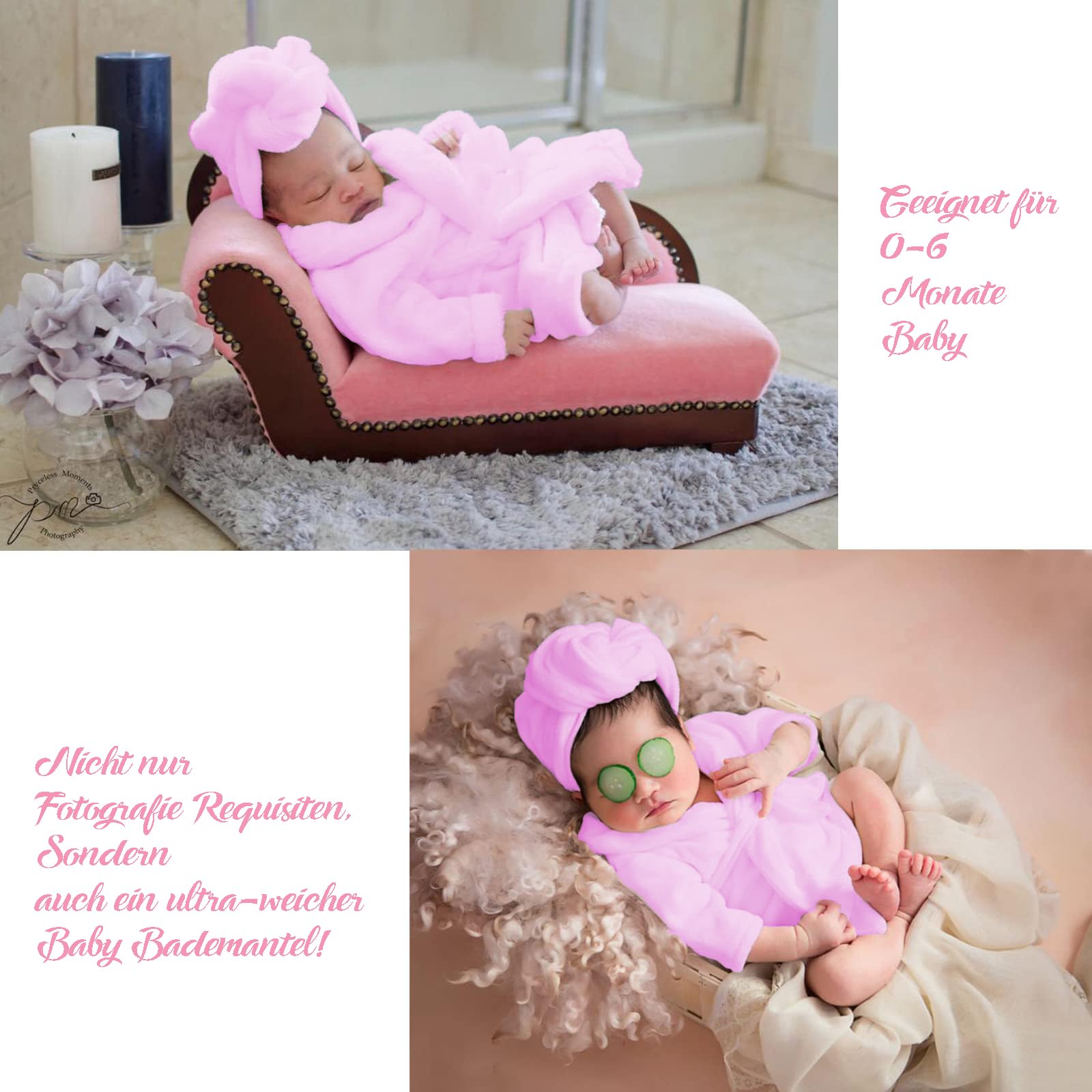 Neonato Fotografia Puntelli, Viola Vestiti Baby Photoshoot, Costume Neonato Telo da Bagno Vestito con Pantofole e Cetriolo, Prop Outfit per 0-3 mesi (Viola)