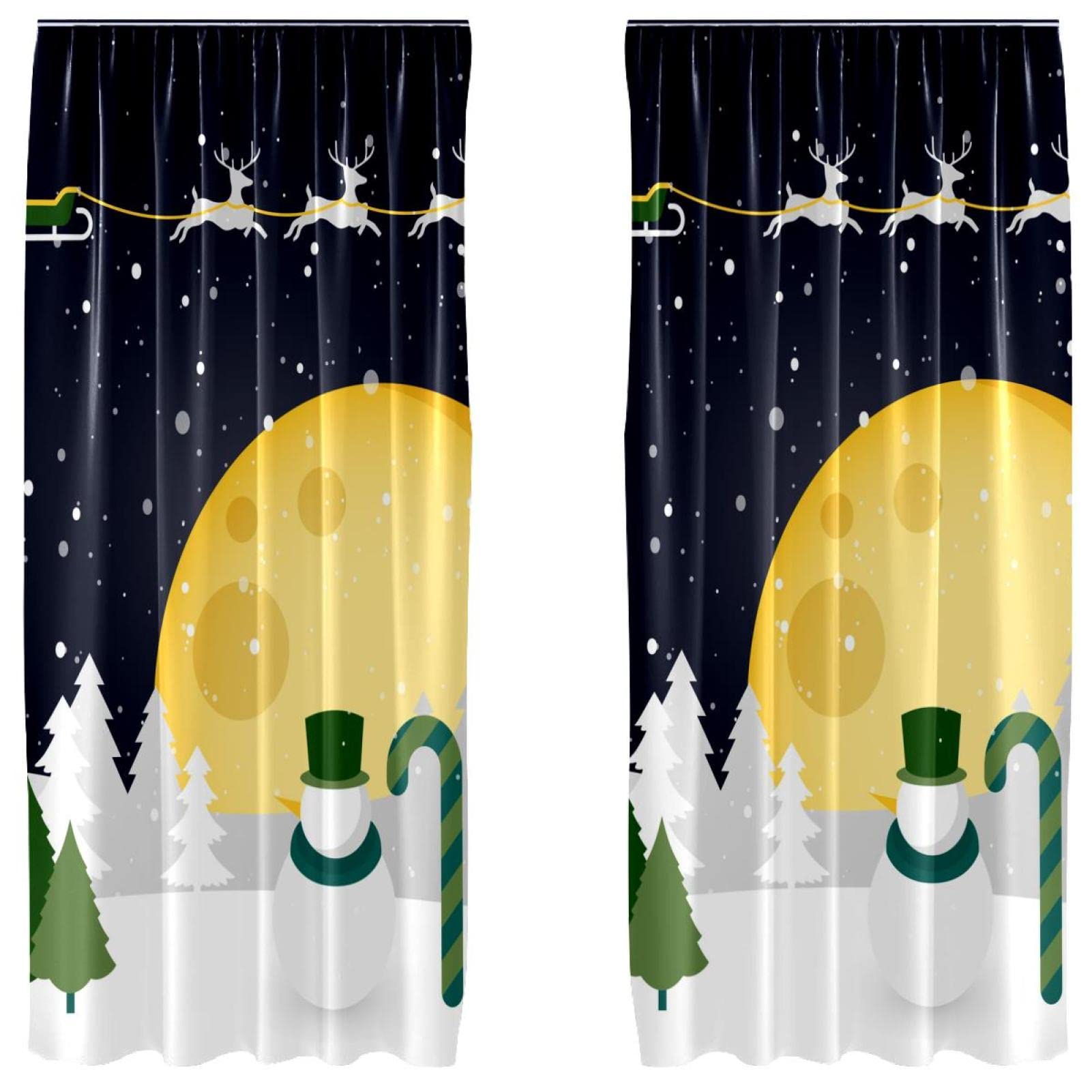 Cortina opaca térmica de 55x84 pulgadas con diseño de muñeco de nieve y luna de alce