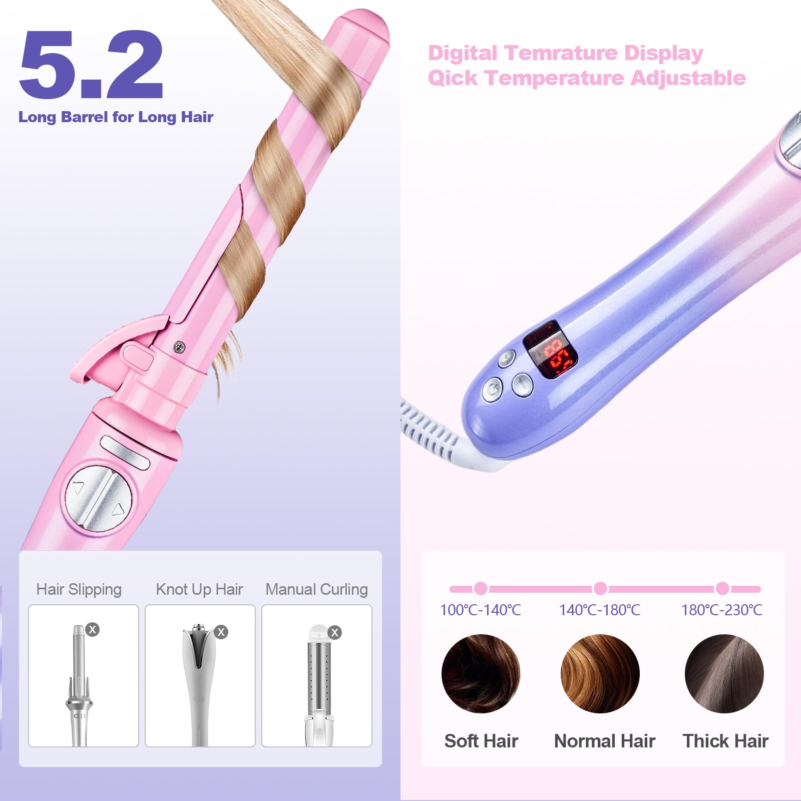 GLIGAM 1-Inch Automatic Rotating Curling Iron with Ceramic Tourmaline Barrel