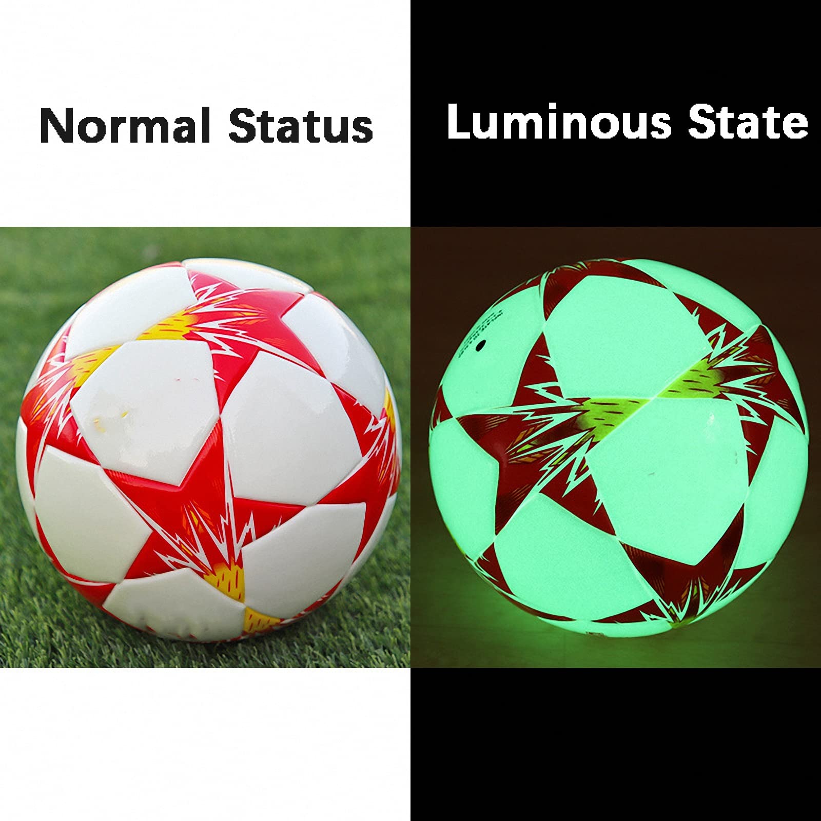 Pallone da Calcio Fluorescente per Bambini con Pompa,Football Luminoso Misura 5,Studenti Adulti Che Si Light up allenano Calcio di Notte,Regalo Personalizzato per Ragazzo