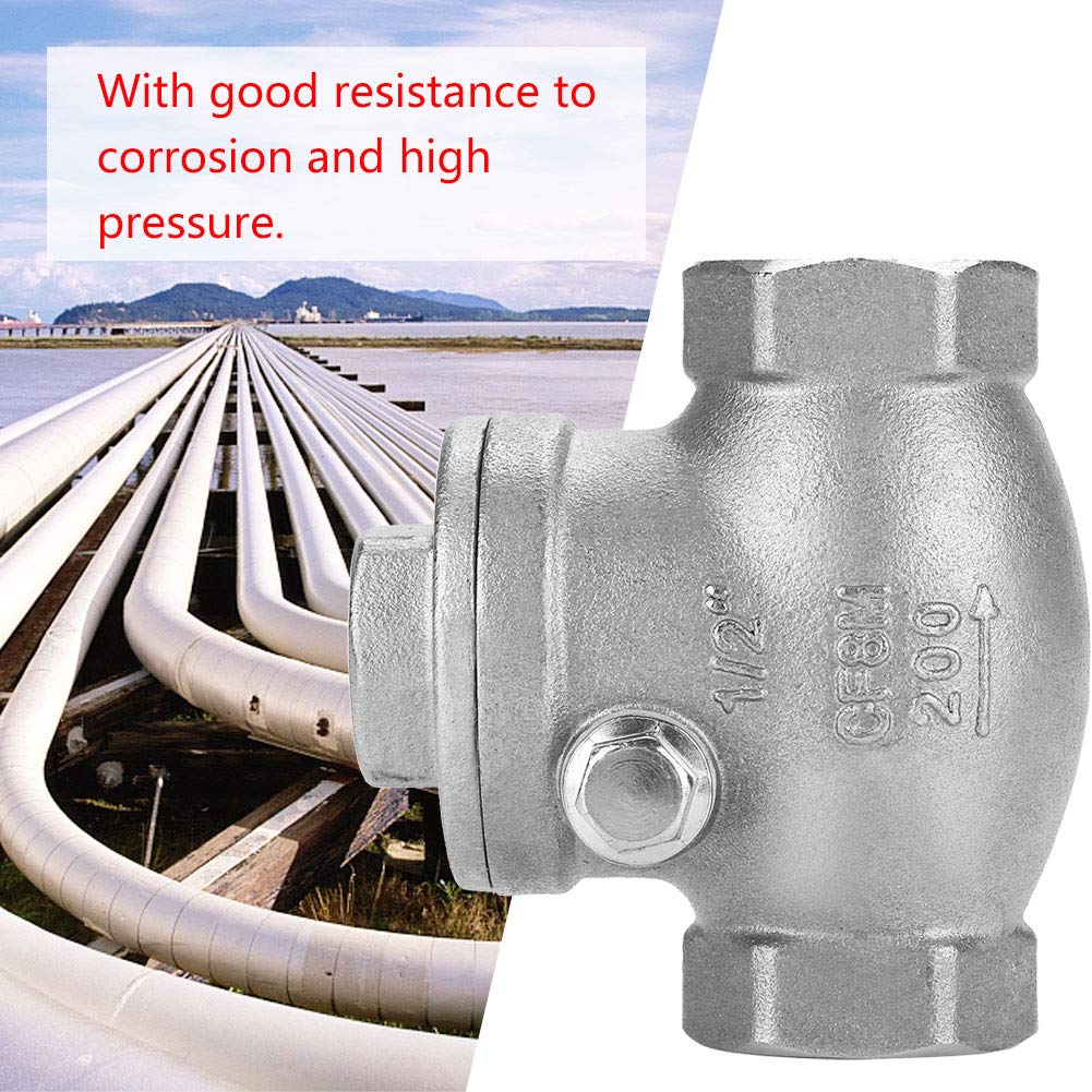 1/2" Stainless Steel Swing Check Valve – DN15 Thread, WOG 200PSI, Good Sealing, High Pressure, For Water, Steam, Oils, Nitric Acid, Fertilizer Lines