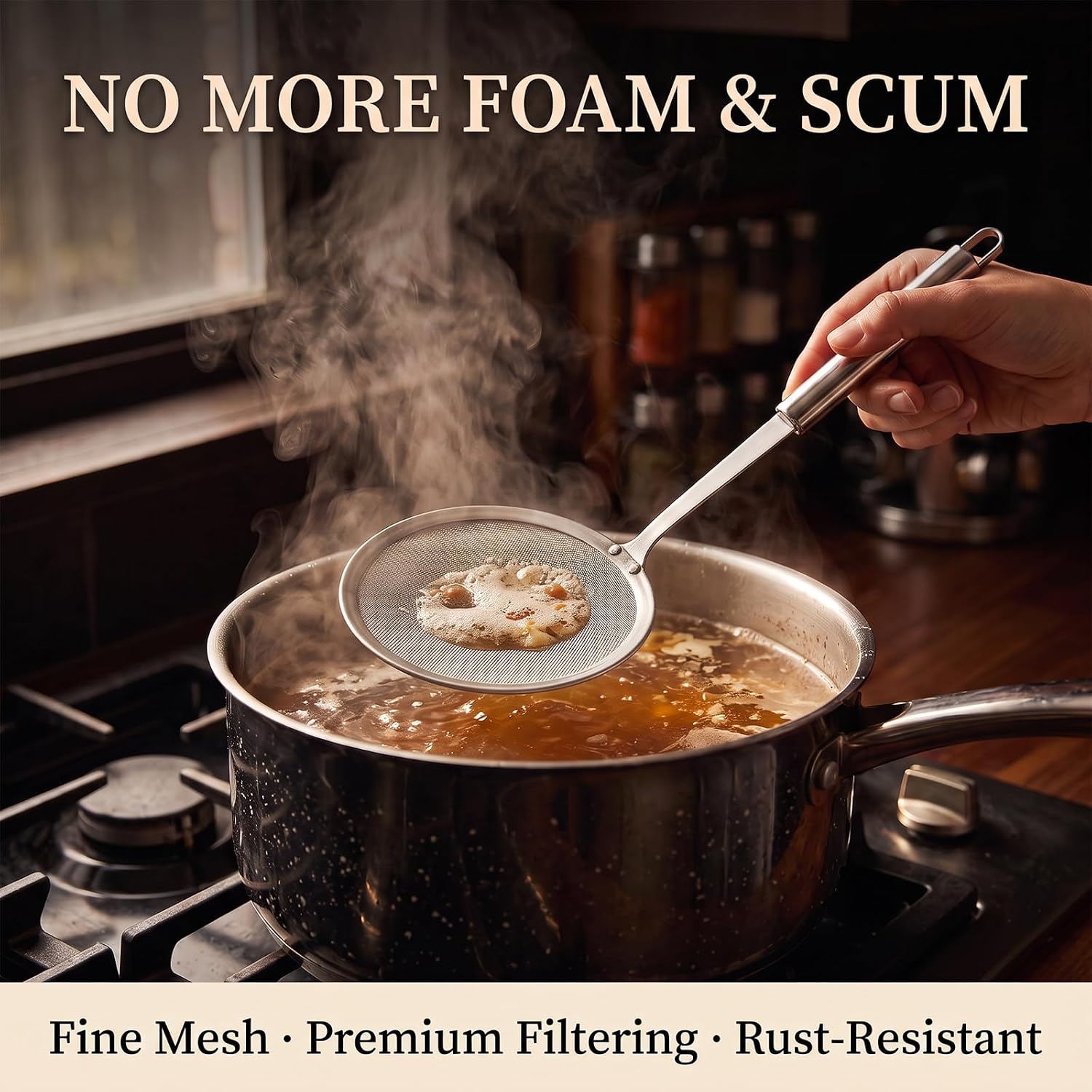 2PCS Stainless Steel Spider Strainer Set, Wire Mesh Skimmer Spoon for Frying, Noodles, Dumplings, Hot Pot & Soup