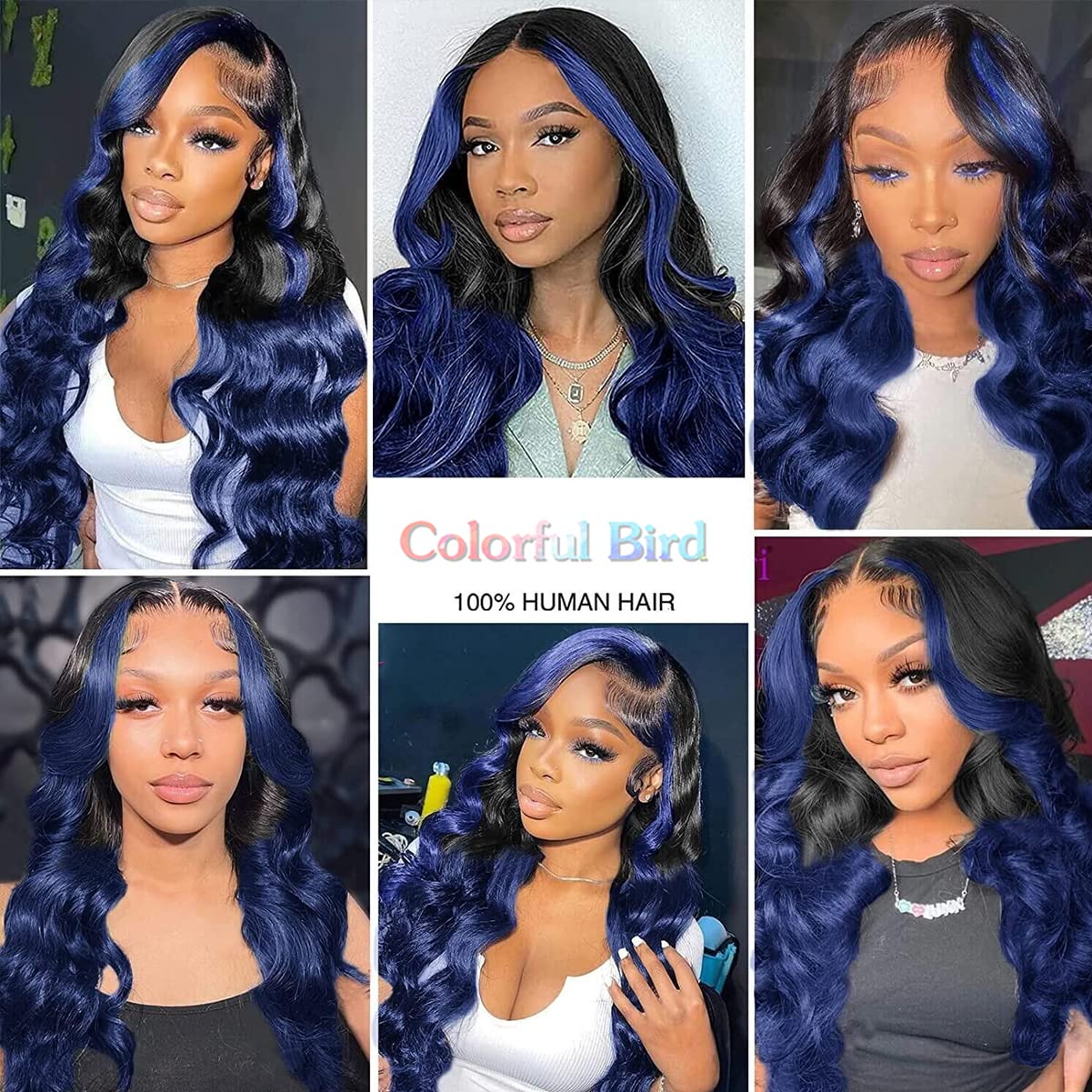 Amazon.com : Ombre Blue Lace Front Wigs Human Hair Body Wave 