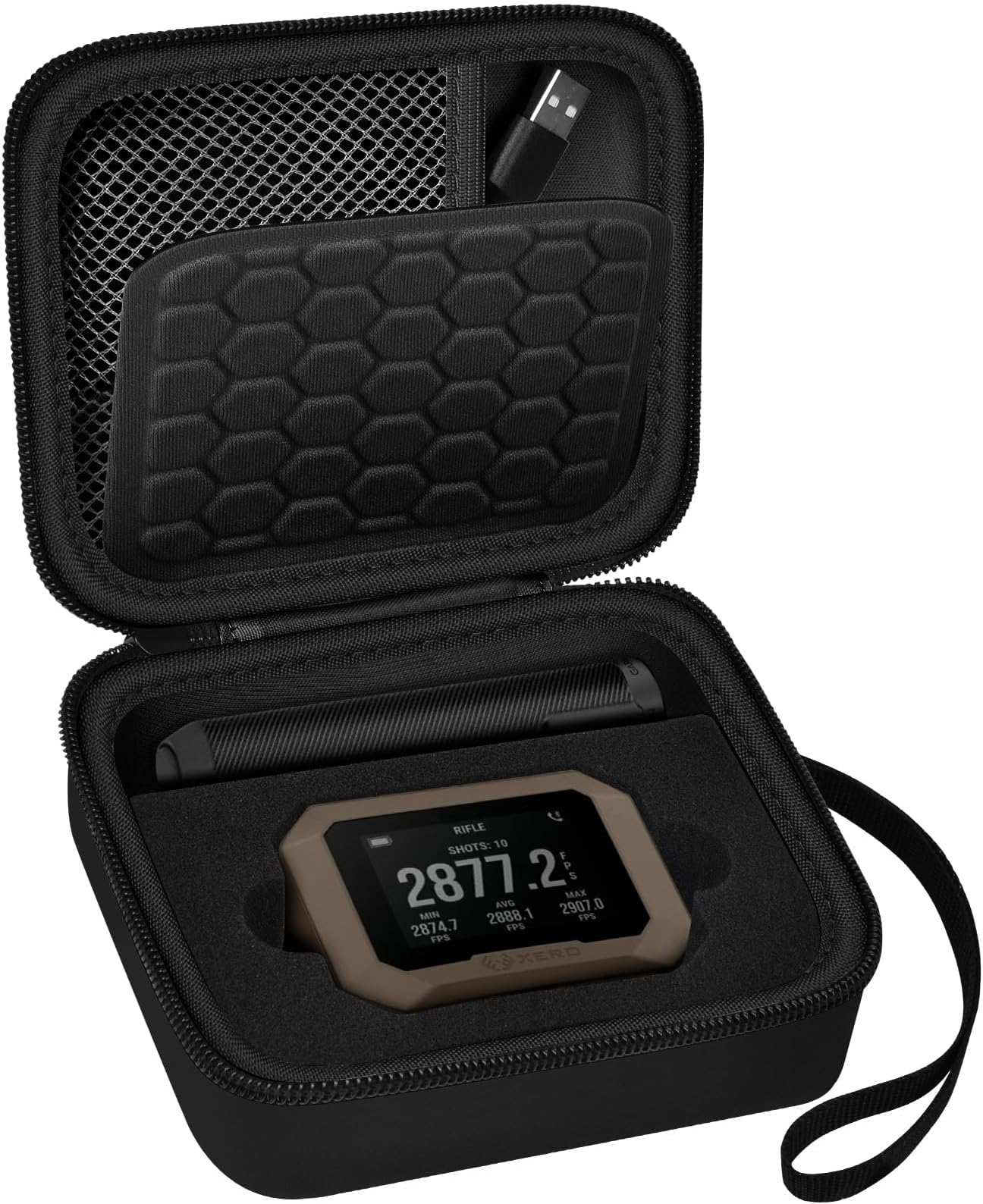 PAIYULE Case for Garmin Xero C1 Pro Chronograph, Range Shooting Chronograph Ballistic Precision Travel Organizer, Storage Holder with Mesh Pocket fit Cable, Porable Charger (Bag Only)(Black)
