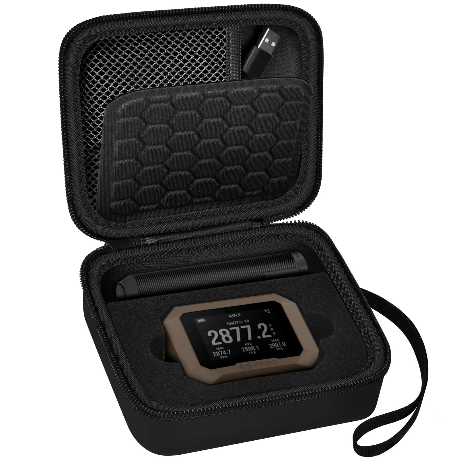 PAIYULE Case for Garmin Xero C1 Pro Chronograph, Range Shooting Chronograph Ballistic Precision Travel Organizer, Storage Holder with Mesh Pocket fit Cable, Porable Charger (Bag Only)(Black)