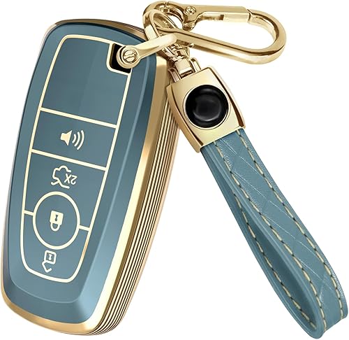 Funda para llavero y llavero de cuero - Funda completa para llave - Funda de TPU para llavero, Azul