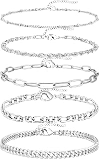 Gold Bracelets for Women Non Tainish,Dainty Bracelets Stack for Women Trendy, Gold Plated Cuff Stackable Bracelets With Beaded Cuban Paperclip Snake Rope Bangle Hand Chain Jewelry Gifts for Women