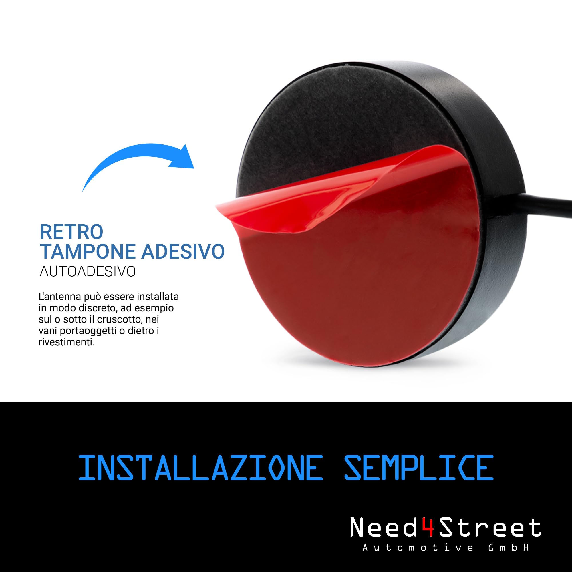 Antenna DAB+ per aggiornare l'autoradio, spina SMA, lunghezza cavo 250 cm, antenna auto con amplificatore per migliore ricezione