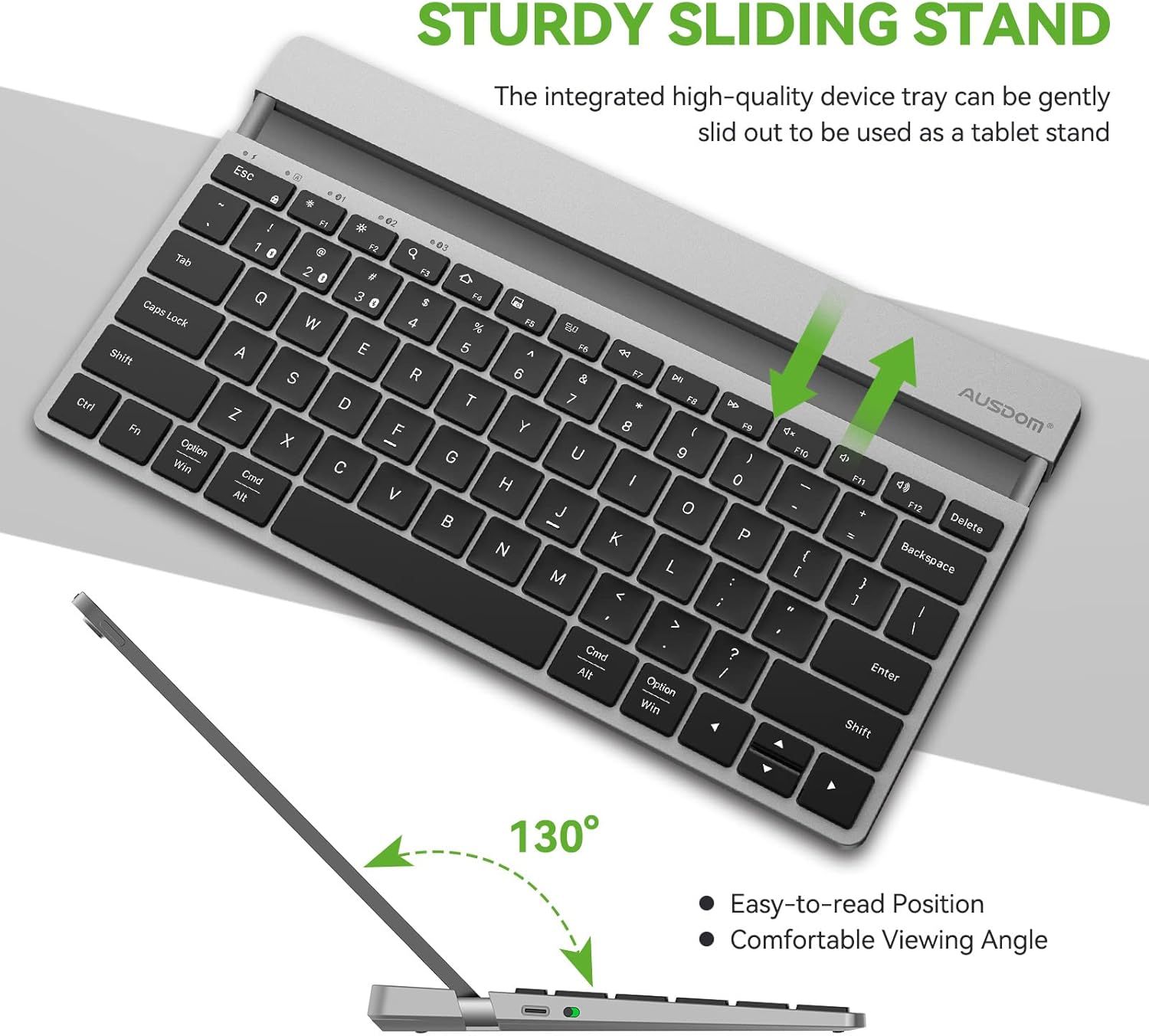 AUSDOM Wireless Bluetooth Tablet Keyboard with Stand for iPad 11-inch/iPad Air/iPad mini, Rechargeable Multi-Device Portable Keyboard for Galaxy Tab A8/A7/S6/S5 and Fire HD image 2 of 9 B0BM8QYZ5Z