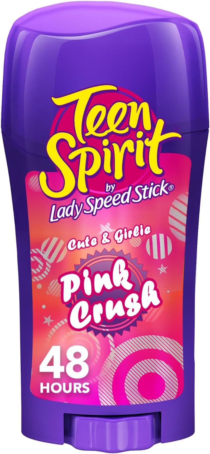 Teen Spirit Pink Crush Antiperspirant Deodorant Stick 65 g, 48-Hour Sweat and Bad Odour Protection, with a Fruity Fragrance, Leaves No White Residue on Skin, 0% Alcohol*