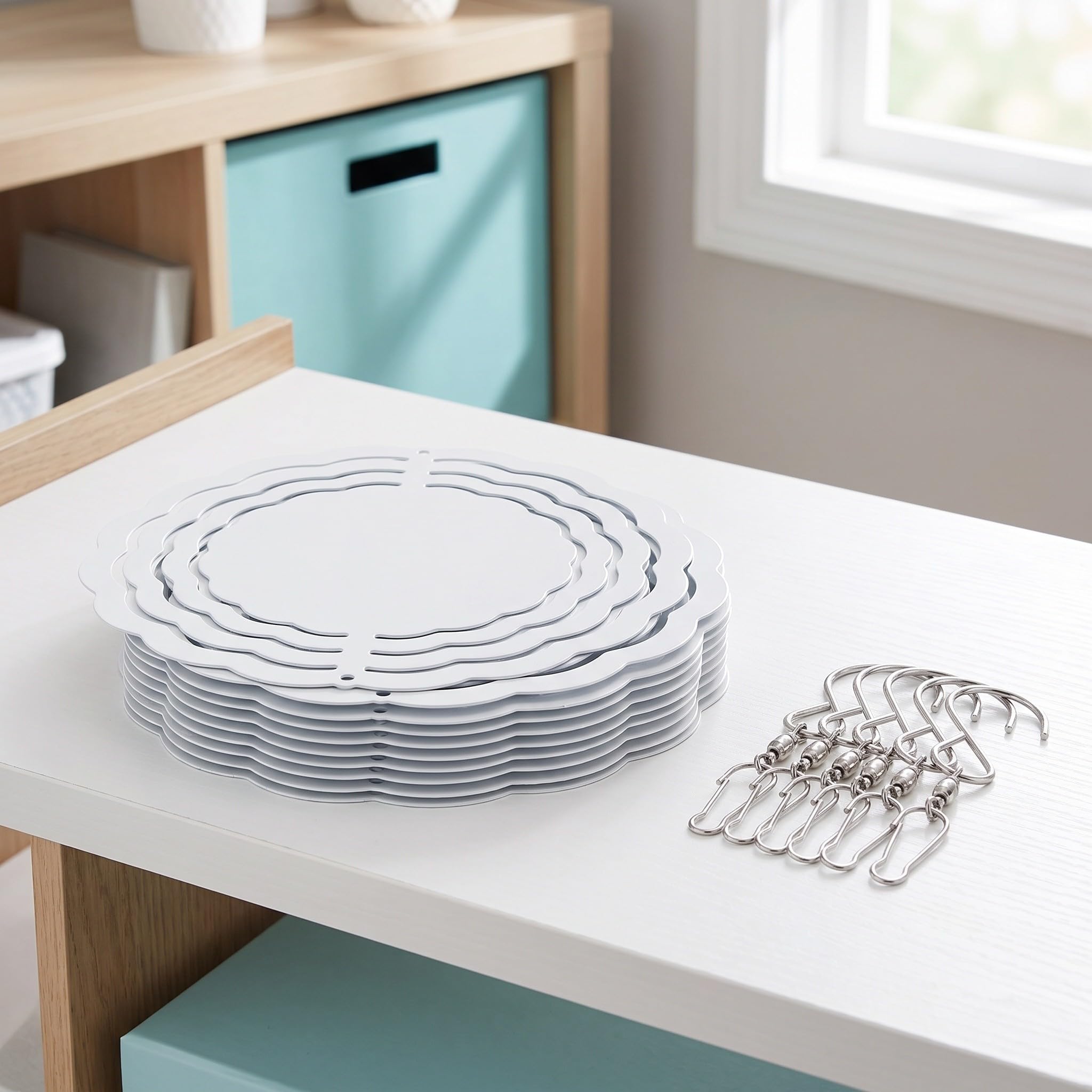 Healeved 10 sztuk pustych wiatraczków do sublimacji: 4-calowy, dwustronny, aluminiowy wiatraczek DIY do termotransferu - wiszące dzwonki wietrzne DIY, ozdoby do sublimacji