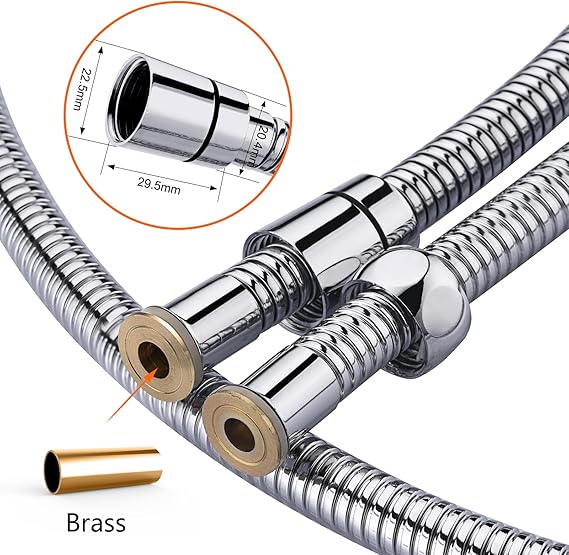GRIFEMA G851-18 1.8M Shower Hose Stainless Steel Replacement Flexible Hose Anti-Kink Shower Pipe with 2 Washers for Bathing Toilet Cleaning Pet Bathing, Siver