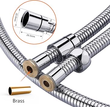 GRIFEMA G851-18 1.8M Shower Hose Stainless Steel Replacement Flexible Hose Anti-Kink Shower Pipe with 2 Washers for Bathing Toilet Cleaning Pet Bathing, Siver