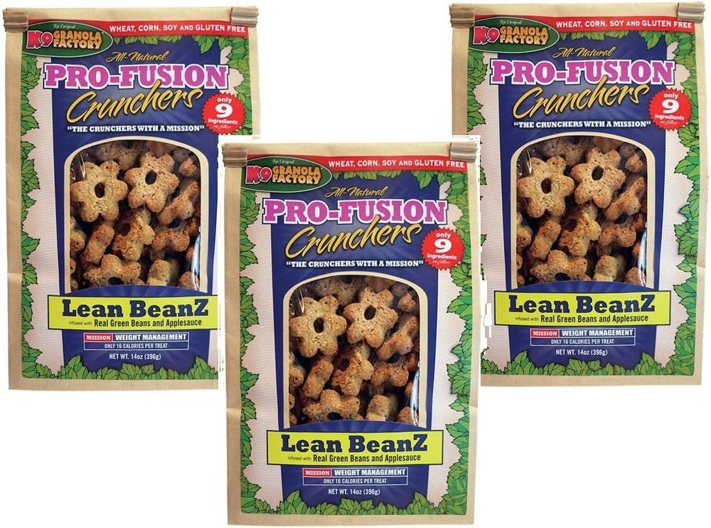 (3 Pack) K9 Granola Factory Lean Beanz Pro Fusion Crunchers, 14 Ounces each