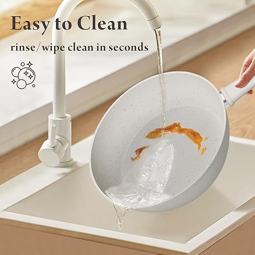 Miniatura 5 de Juego de 24 ollas y sartenes antiadherentes, juego de utensilios de cocina de cerámica con olla de 8 cuartos de galón, utensilios de cocina