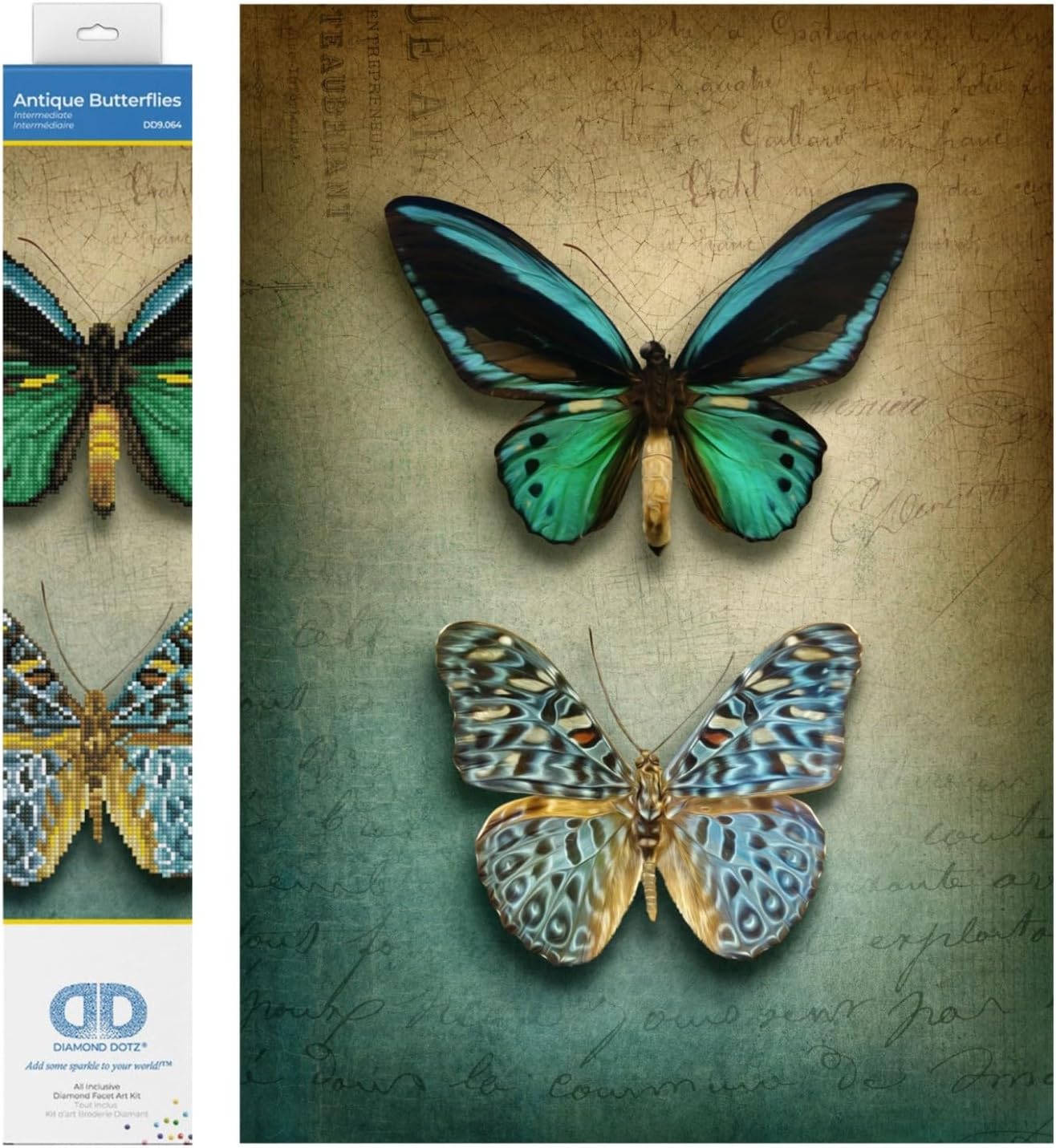 DIAMOND DOTZ Antique Butterflies Diamond Painting Kits for Adults - Diamond Art Kits a Relaxing Creative Craft Kit with Dotz Gems 20.3x14.6
