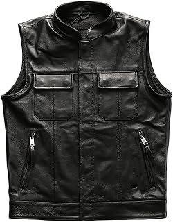 ZXCVB Men Vest, Outdoor Riding Motorcycle Jacket, Leather Waterproof Vest, Biker Vests