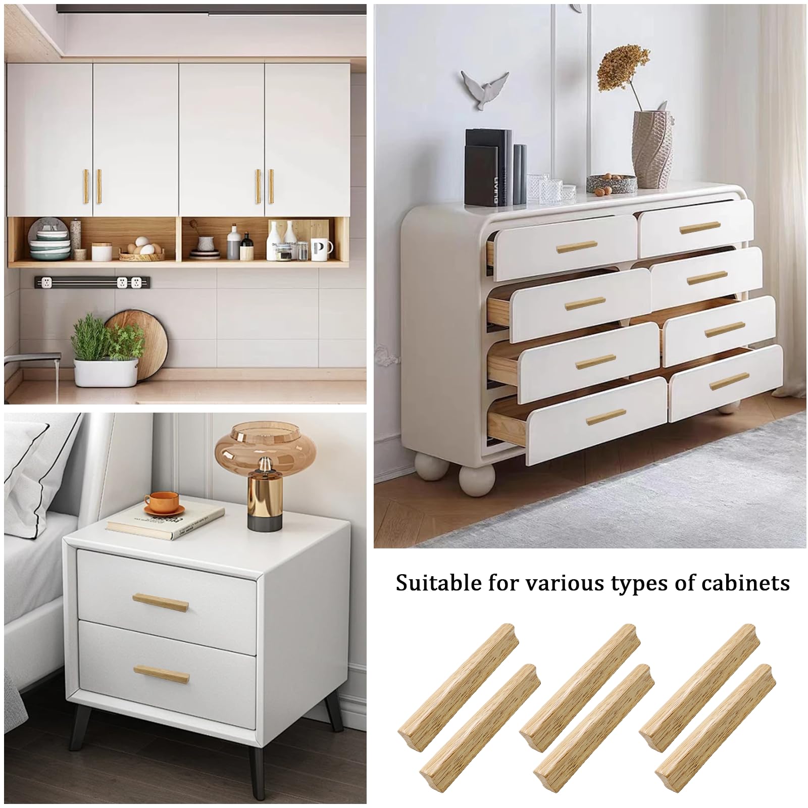 Maniglie Legno Per Mobili - 6 Pomelli Cassetti Con Viti, Fori 128mm - Foto 8