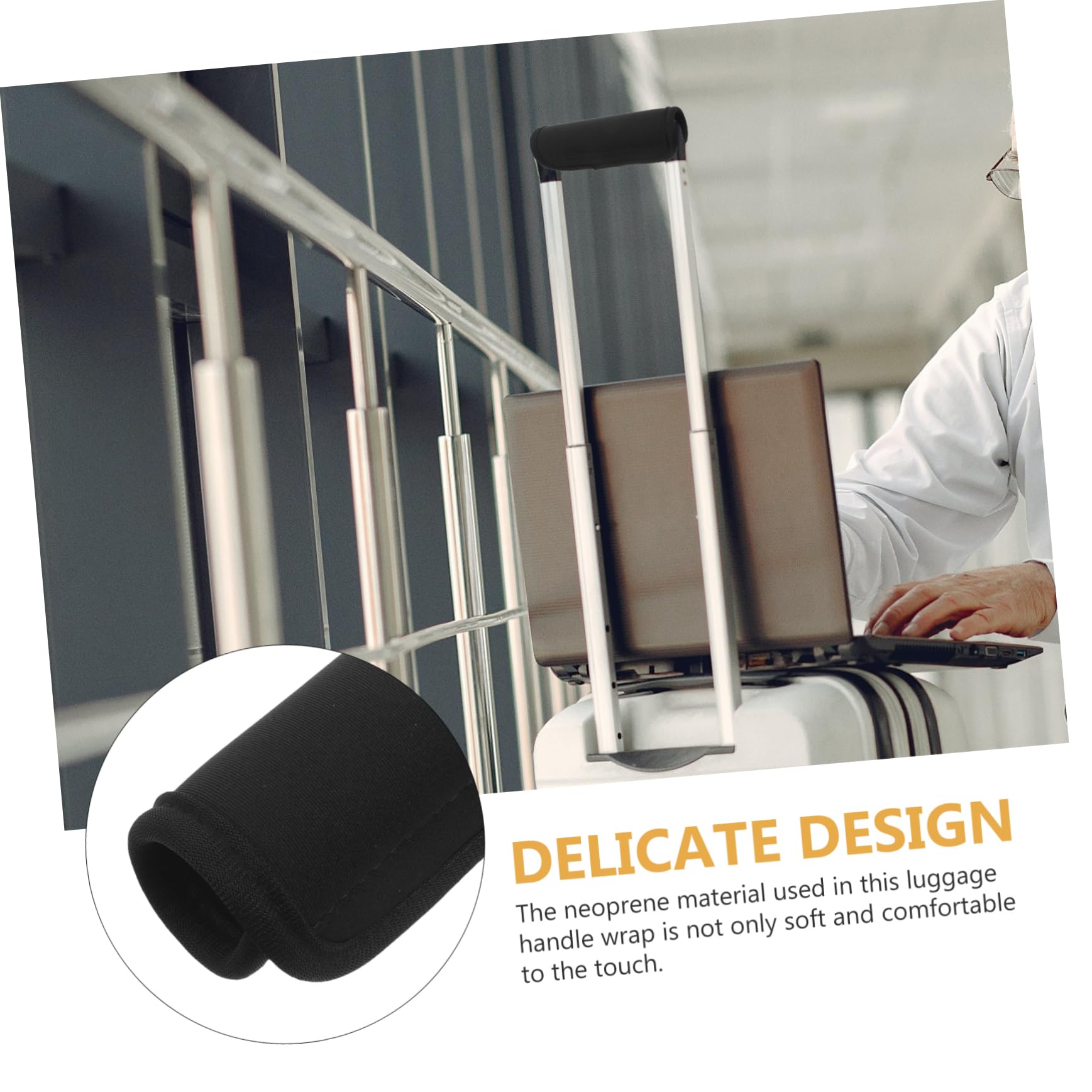 minkissy 5 Series Funda para Asa De Equipaje Maleta Cubierta De Envoltura De Equipaje Fundas para Asas De Equipaje Cubierta De La Manija del Equipaje Neopreno Negro 2 Piezas X 5