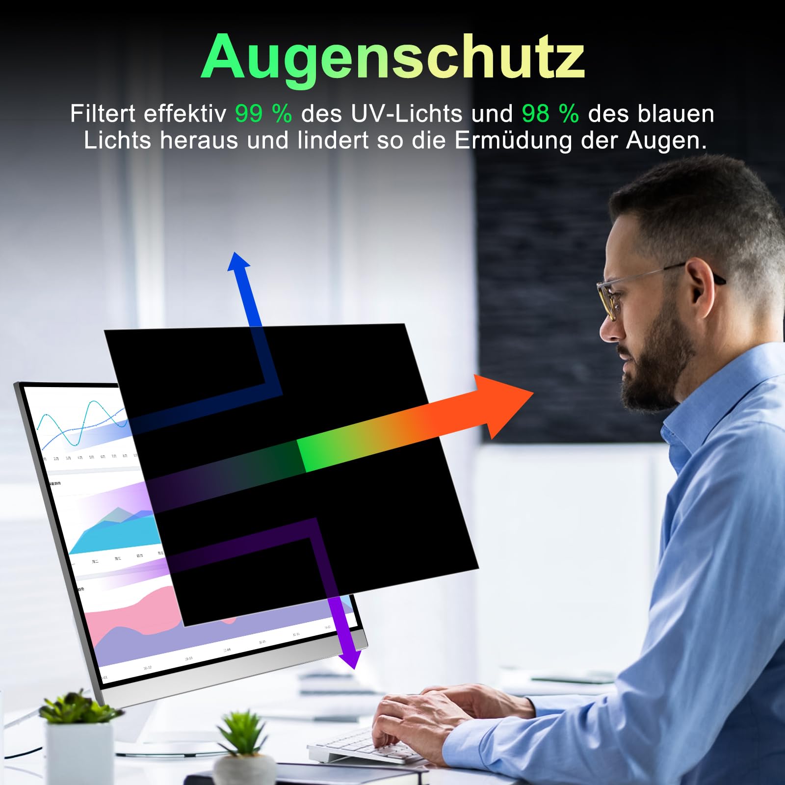 2 filtri magnetici per schermo da 23,8 pollici, per proporzioni di 16:9, antiriflesso, filtro per luce blu, monitor da 23,8", pellicola protettiva per la privacy del computer, filtro per la privacy