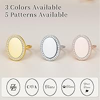 Vista 2 de SUPHELPU Anillo con medallón ovalado para mujer, anillos personalizados grabados con foto y nombre, regalos personalizados para Navidad y memorial