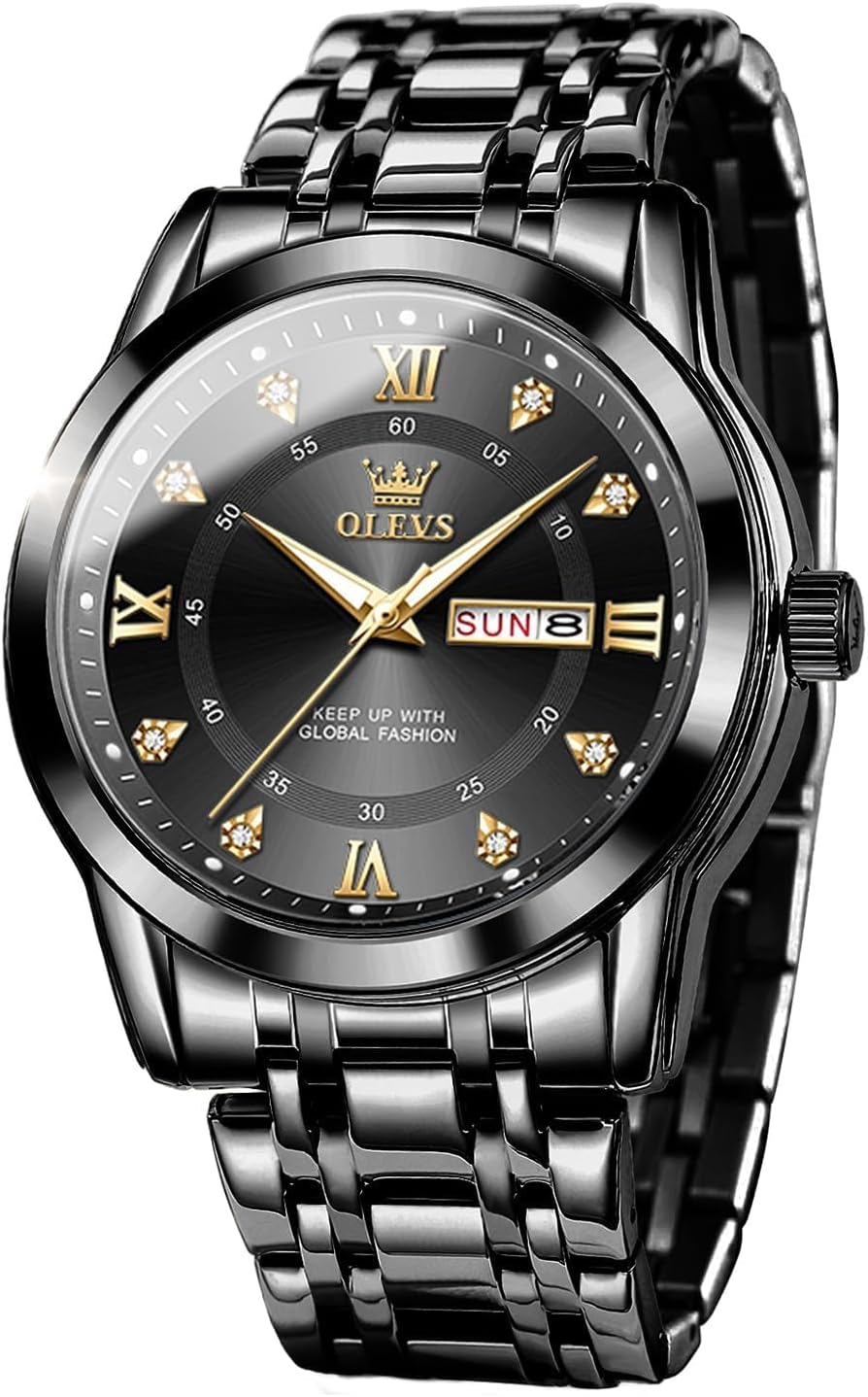 Men's Watch, Brand, All Black, Popular, Quartz, Calendar, Waterproof, Stainless Steel, Stylish, all black - 5513