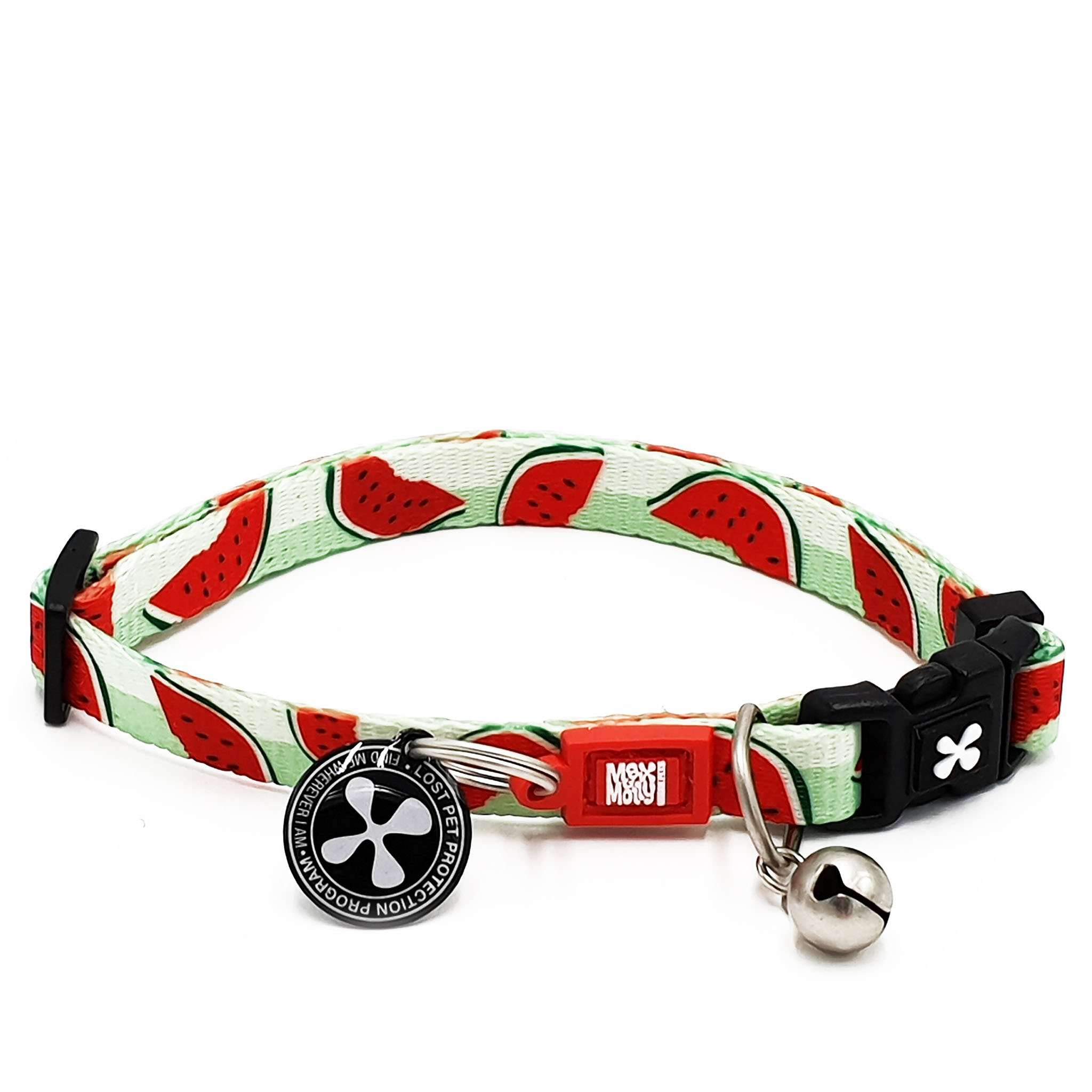 Max & Molly Cat & Kitten Collar Watemelon with Bell & Breakaway Safety Buckle, Fun Style for Girl or Boy Cats & Kittens, Waterpoof, Comfortable, Adjustable, Includes Gotcha QR Code Pet ID