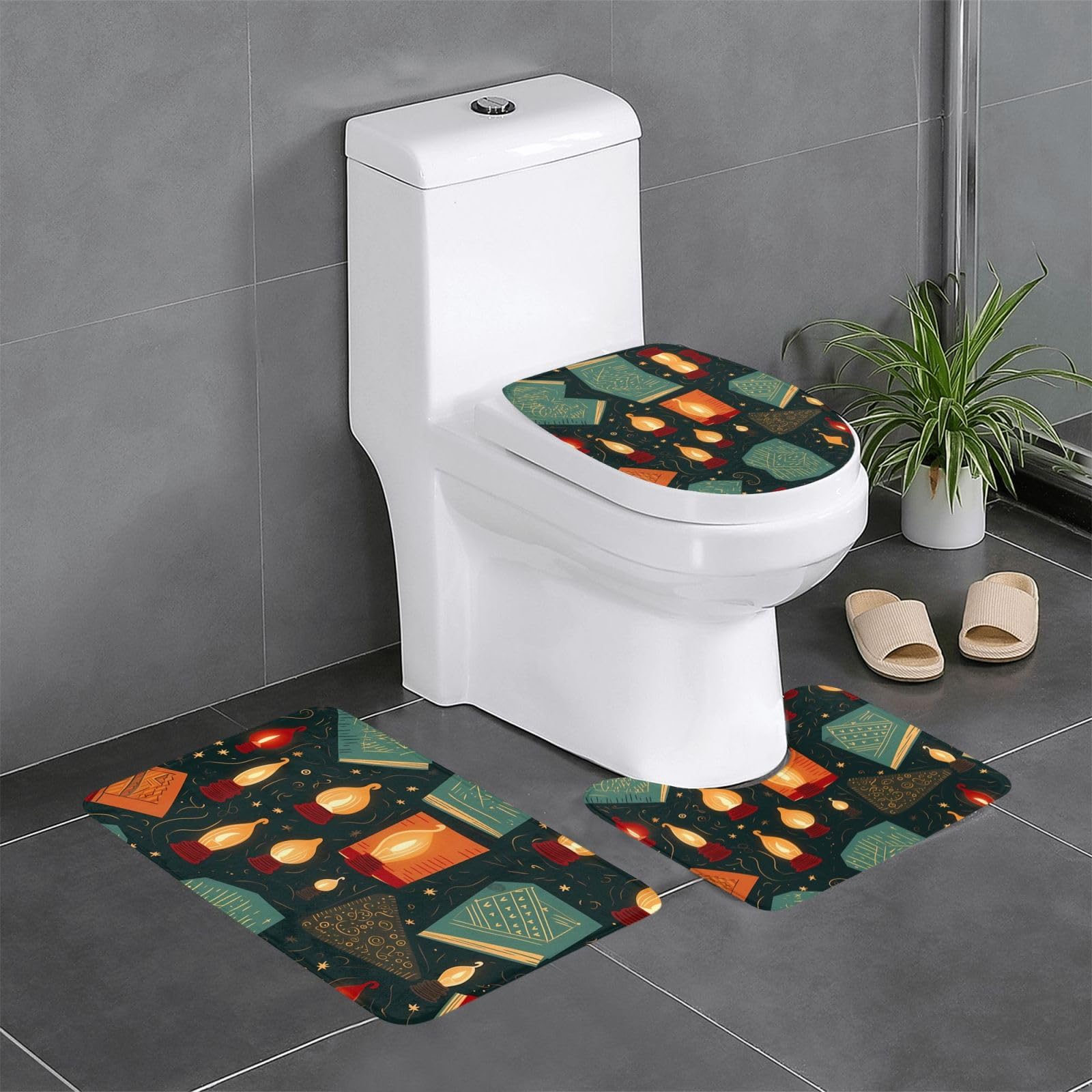 Tapis de salle de bain antidérapants et contour WC lot de 3