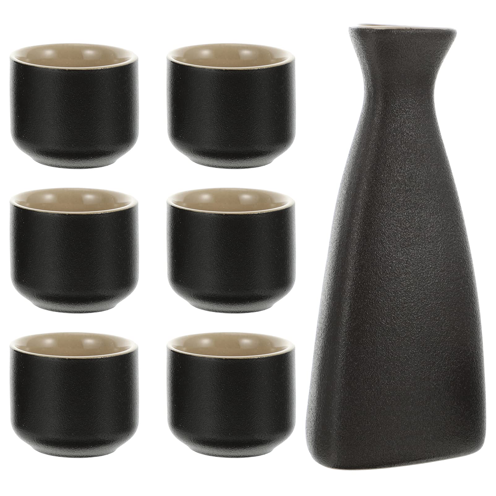 Ensemble de saké en céramique et Tasses à saké Ensemble de saké en Porcelaine et Bouteille Tokkuri et Six Tasses à saké Ochoko pour Servir à la Maison ou Restaurant