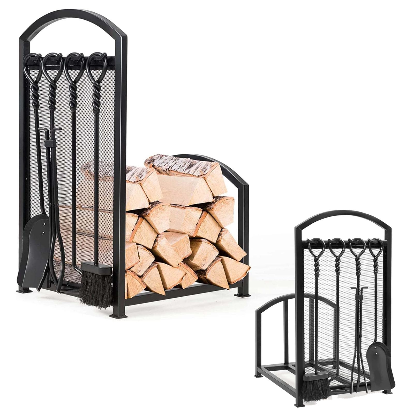 Portalegna da Esterno, Porta Legna da Esterno, Portalegna in Metallo, Robusto Impilatore, Scaffale Portalegna da Esterno e Interno in Acciaio, per Giardino e Interno