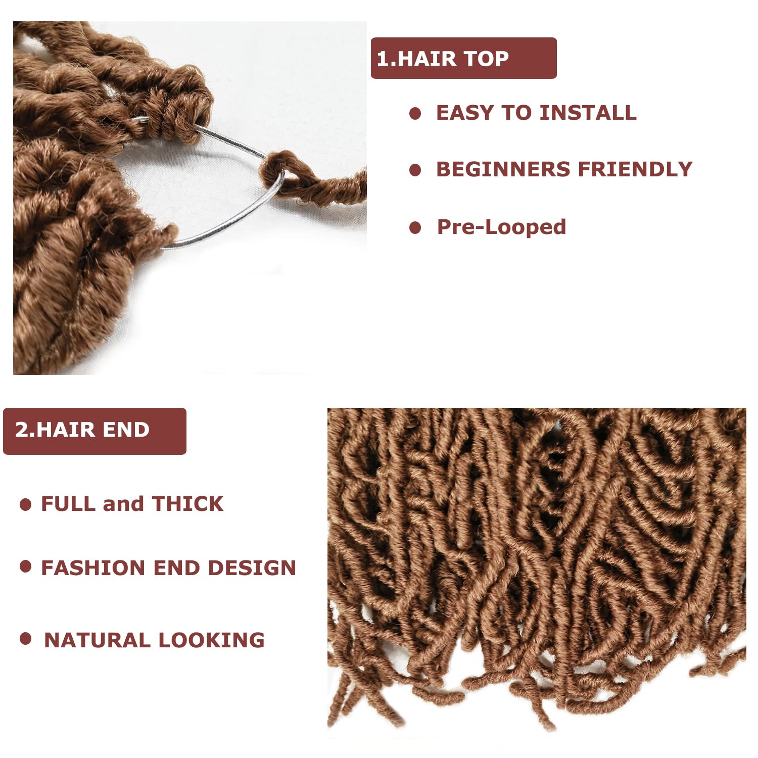 Brown 7 Packs Soft Locs 36 inch Goddess Locs Crochet Hair for Black Women Whole Strand Pre-looped Long New Locs Braiding Hair Extension