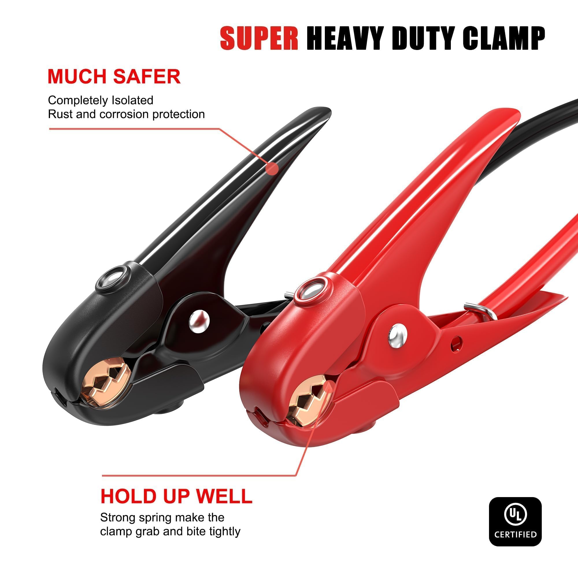 Cavi jumper da 9,1 m, 1 calibro, 800 A, cavi per batteria di avviamento con kit di installazione permanente e spina di connessione rapida, per SUV e camion con motori a benzina fino a 8 litri