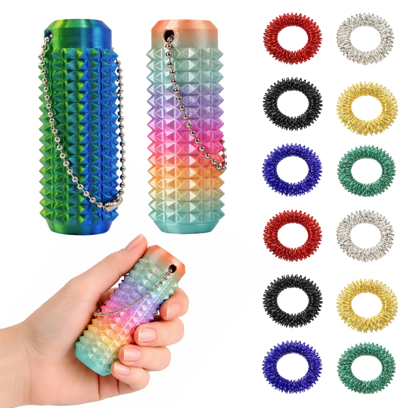 Pain Stimming Fidgets ,14 PCS Pain Fidget Toy Collection For Adults With Finger Massage Rings, Sensory for Stress Relief & Focus, Office Workers Novelty Gifts for Men