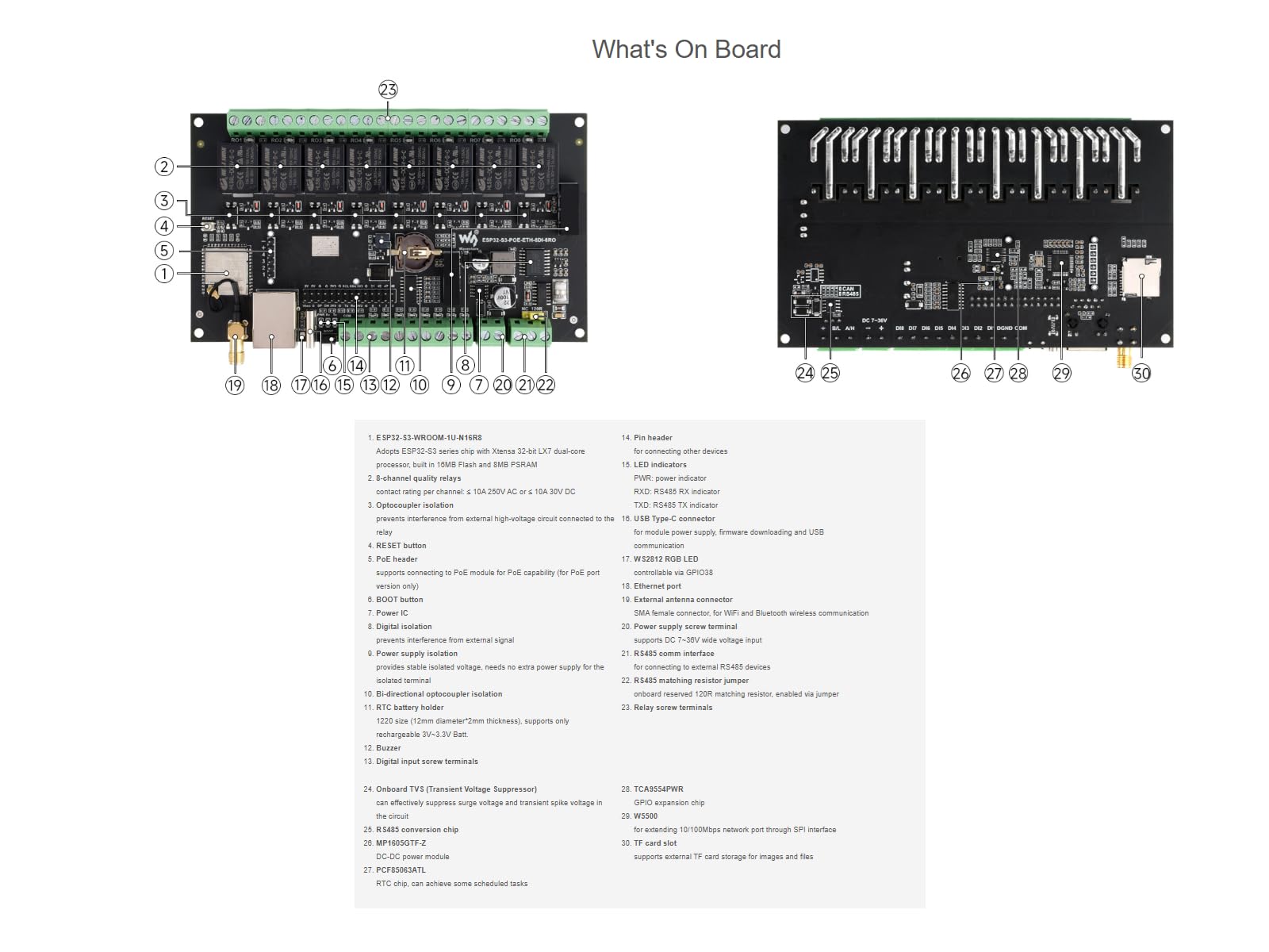 Waveshare Industrial 8-Channel ESP32-S3 WiFi Relay Module Based on ESP32-S3,with Poe Function,Supports RS485 And Bluetooth/WiFi Remote Control,with Multiple Isolation Protection Circuits