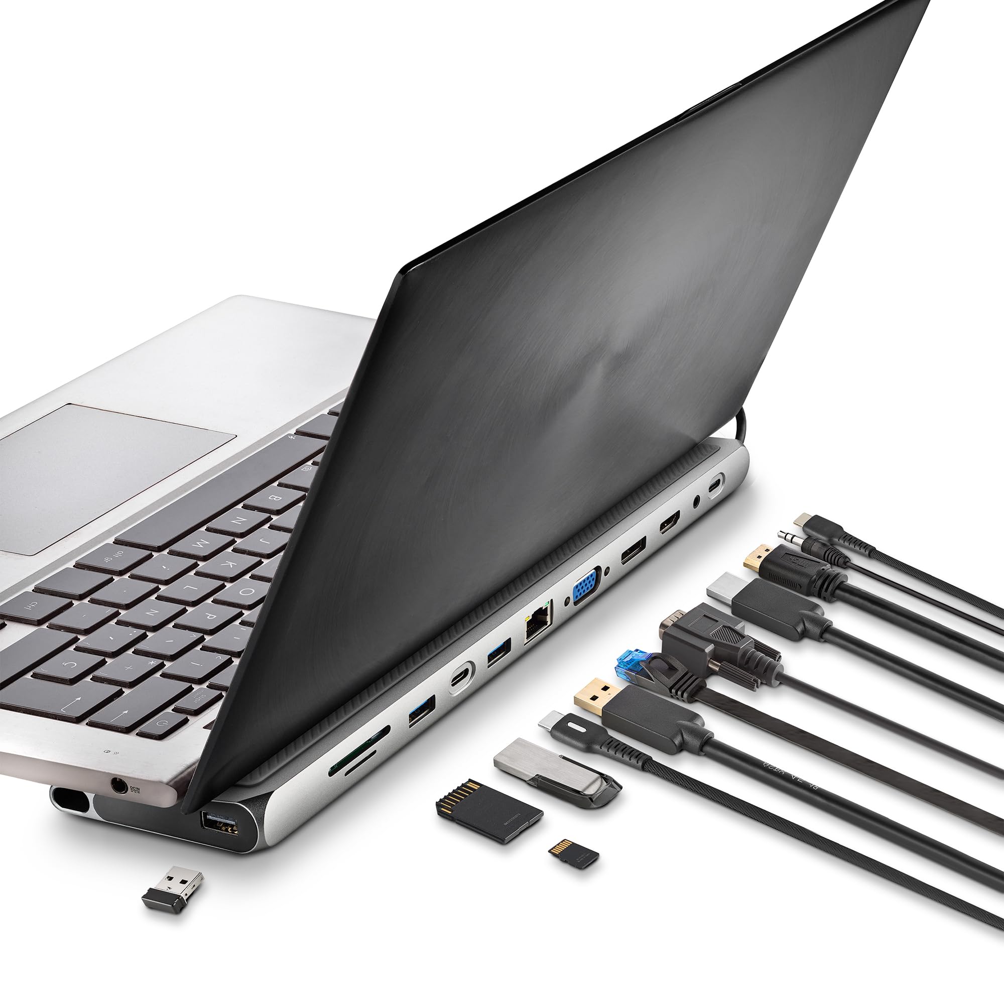NGS Wonder Dock 12 Pro - Adaptateur multiport 12-en-1 Compatible avec MacBook Pro, MacBook Air, iPad Pro XPS Chromebook périphériques USB-C (USB 2.0, USB 3.0, HDMI, DP, VGA, Audio RJ45 USB-C, SD/TF)