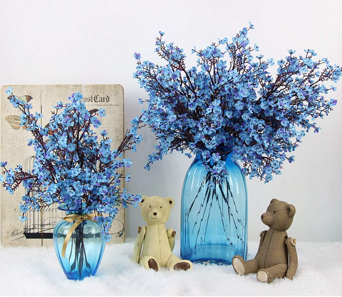 JAKY-Global Babys Breath Gypsophila Artificial Flowers 6 Bundle European Fake Silk Plants Decor Wedding Party Decoration Bouquets Real Touch DIY Home Garden(Blue) - Image 3