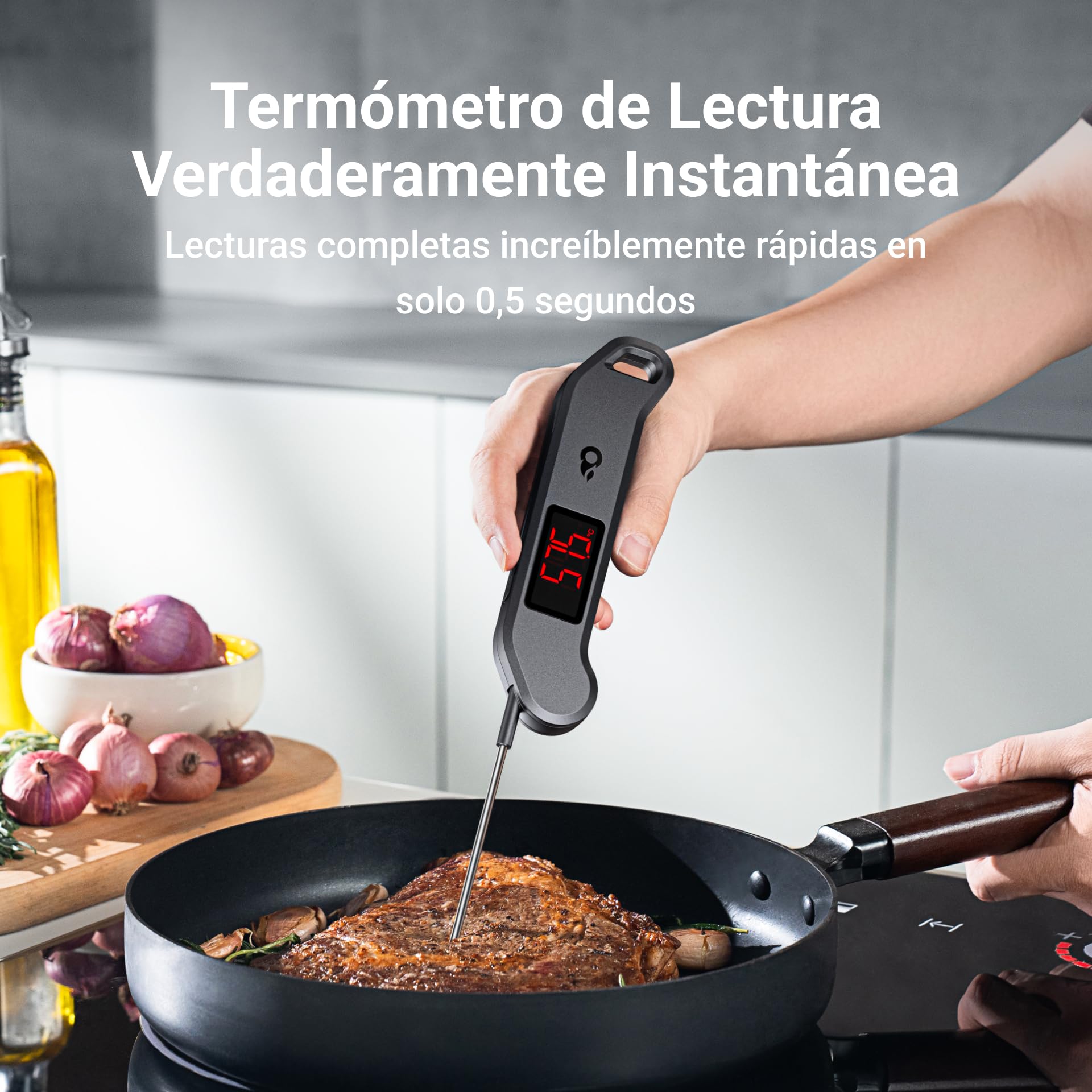 ThermoMaven F1 Stealth Termómetro de Cocina Digital para Carne, Lectura Instantánea en 1 s, Precisión Certificada NIST ±0,3 °C, Impermeable IP65, Pantalla LED Grande, Imán para BBQ, Horno y Plancha