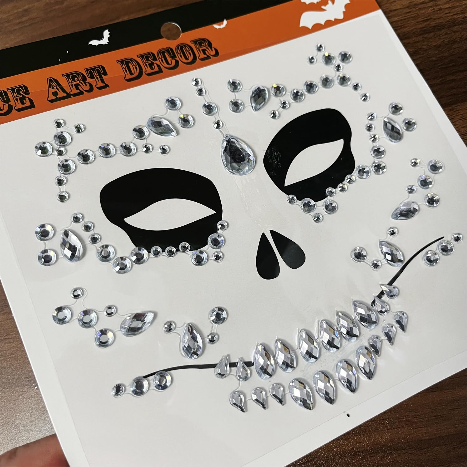 4-Pack Day Of The Death Face Gems,Halloween Temporary Face Tattoos, Rhinestone Face Jewels Stickers - Image 8