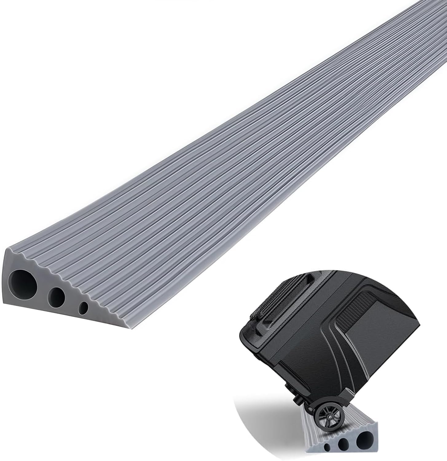 CUTIS Türschwellenrampe, 90x8x3 cm, PVC Rampe Saugroboter, Schwellenrampe, Geeignet für Saugroboter, Kinderwagen, Einkaufswagen, Rollatoren und E-Scooter, Rampe Türschwelle (Grau)