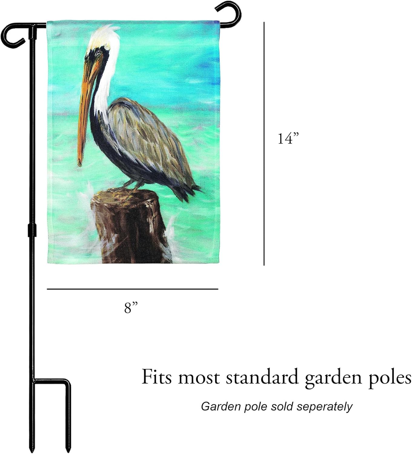 Dicksons Perched Grey Pelican 8 x 14 Large Polyester Outdoor Hanging Garden Flag